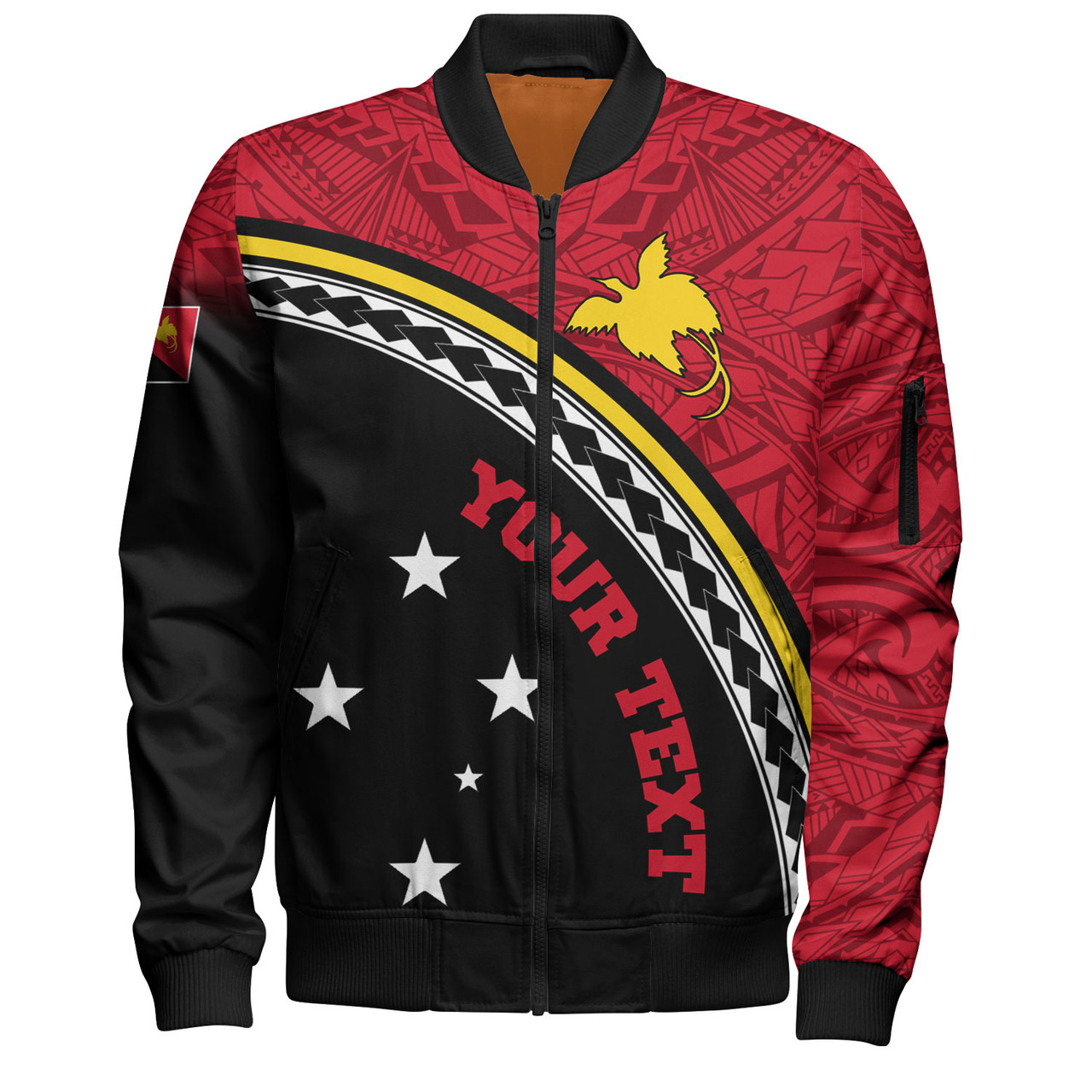 Papua New Guinea Custom Personalised Bomber Jacket Polynesian Tribal Patterns Curve Style