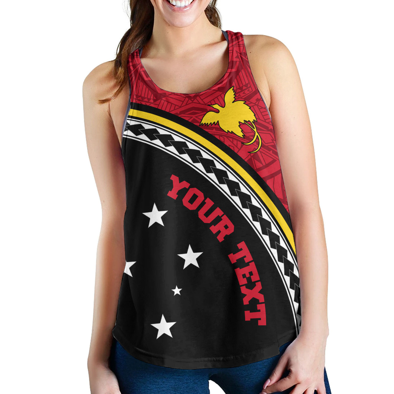 Papua New Guinea Custom Personalised Women Tank Polynesian Tribal Patterns Curve Style