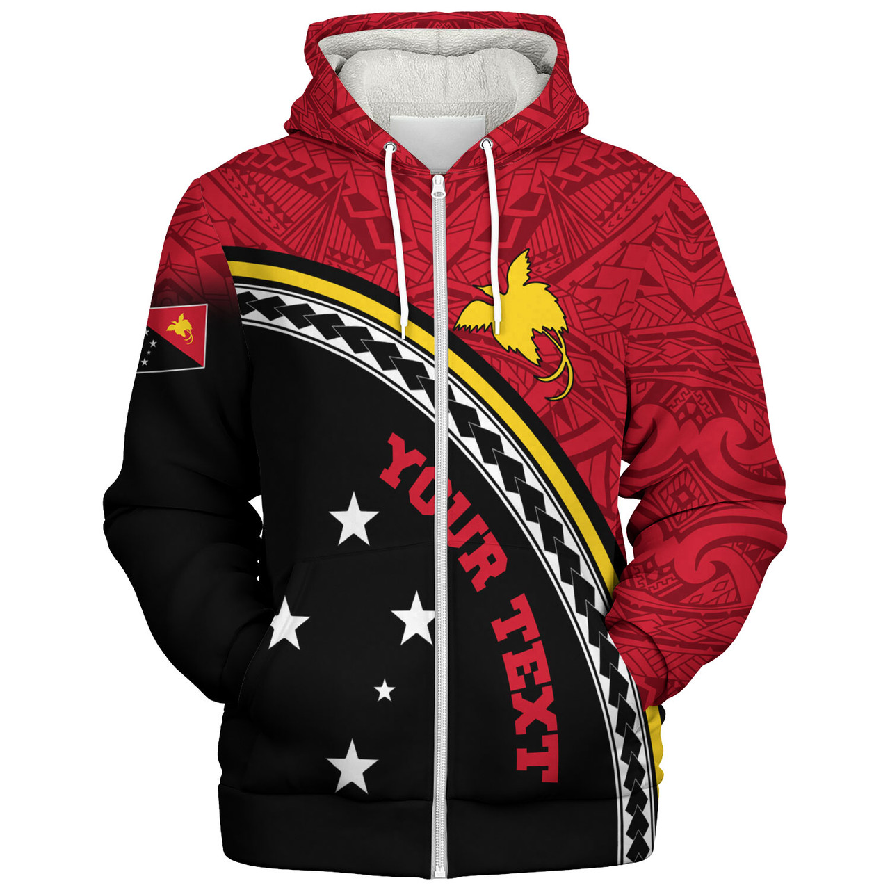 Papua New Guinea Custom Personalised Sherpa Hoodie Polynesian Tribal Patterns Curve Style