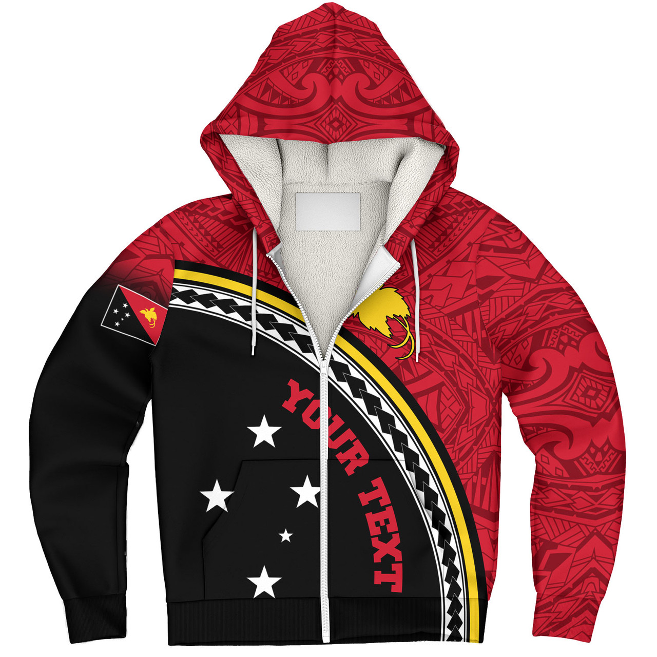 Papua New Guinea Custom Personalised Sherpa Hoodie Polynesian Tribal Patterns Curve Style