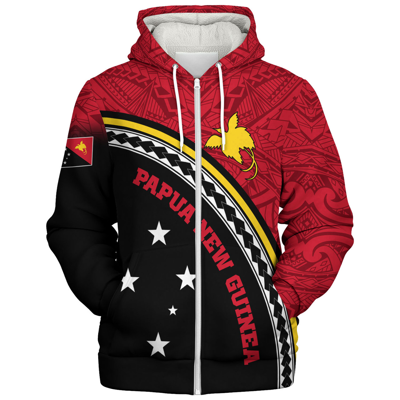 Papua New Guinea Custom Personalised Sherpa Hoodie Polynesian Tribal Patterns Curve Style