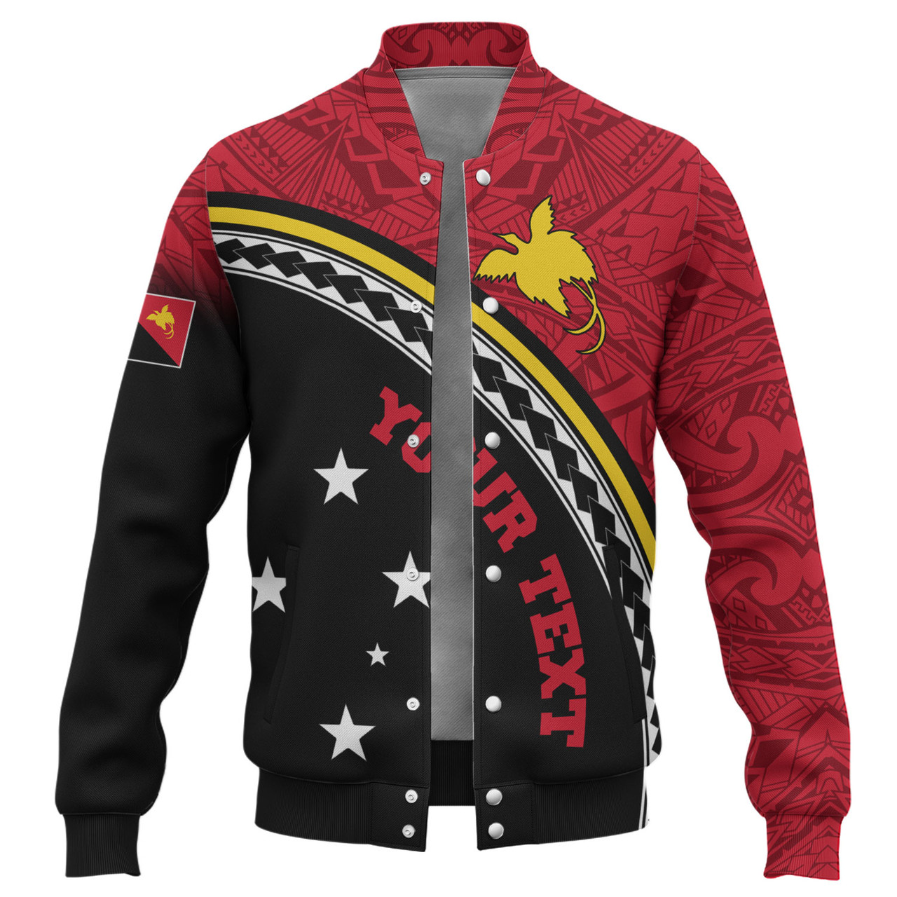 Papua New Guinea Custom Personalised Baseball Jacket Polynesian Tribal Patterns Curve Style