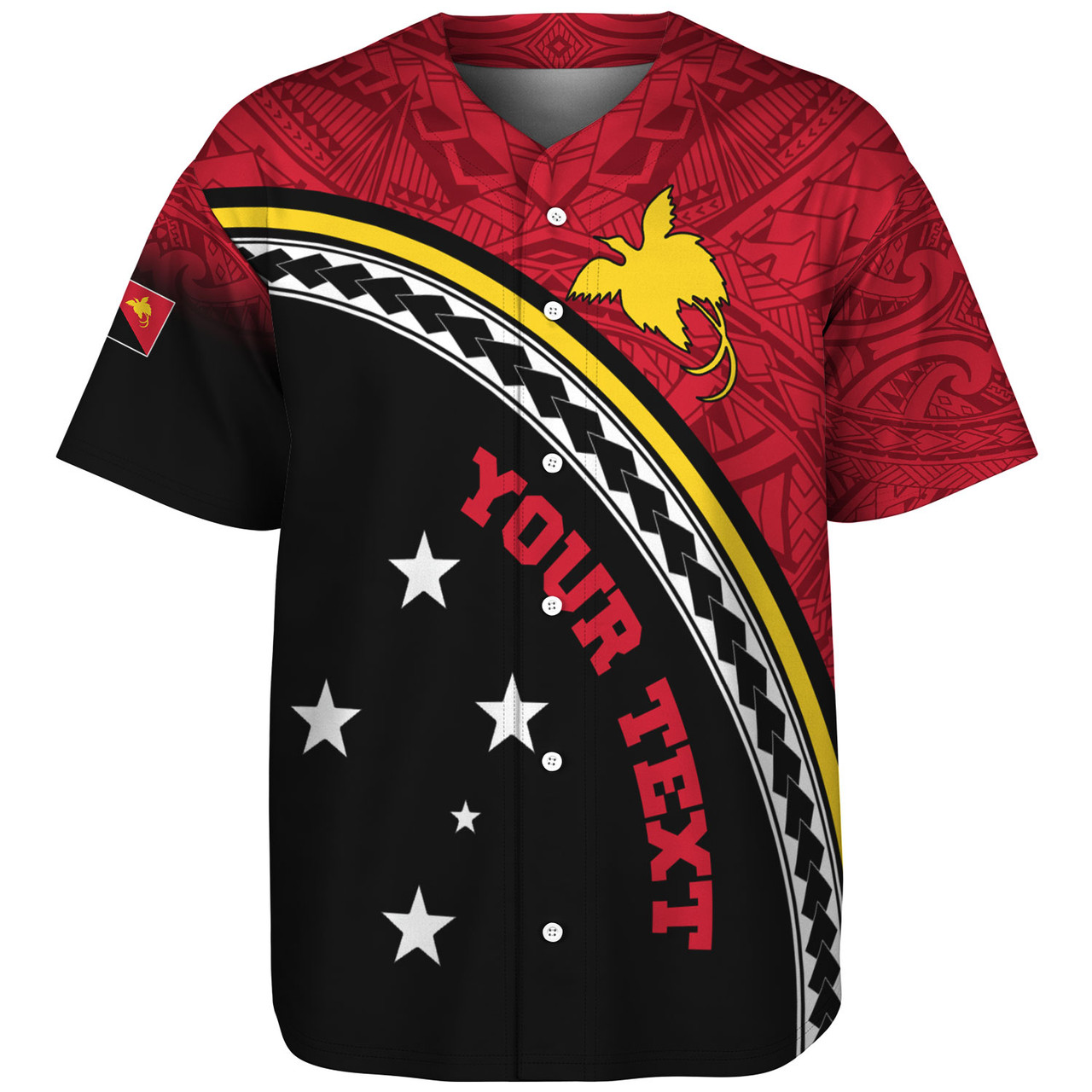 Papua New Guinea Custom Personalised Baseball Shirt Polynesian Tribal Patterns Curve Style