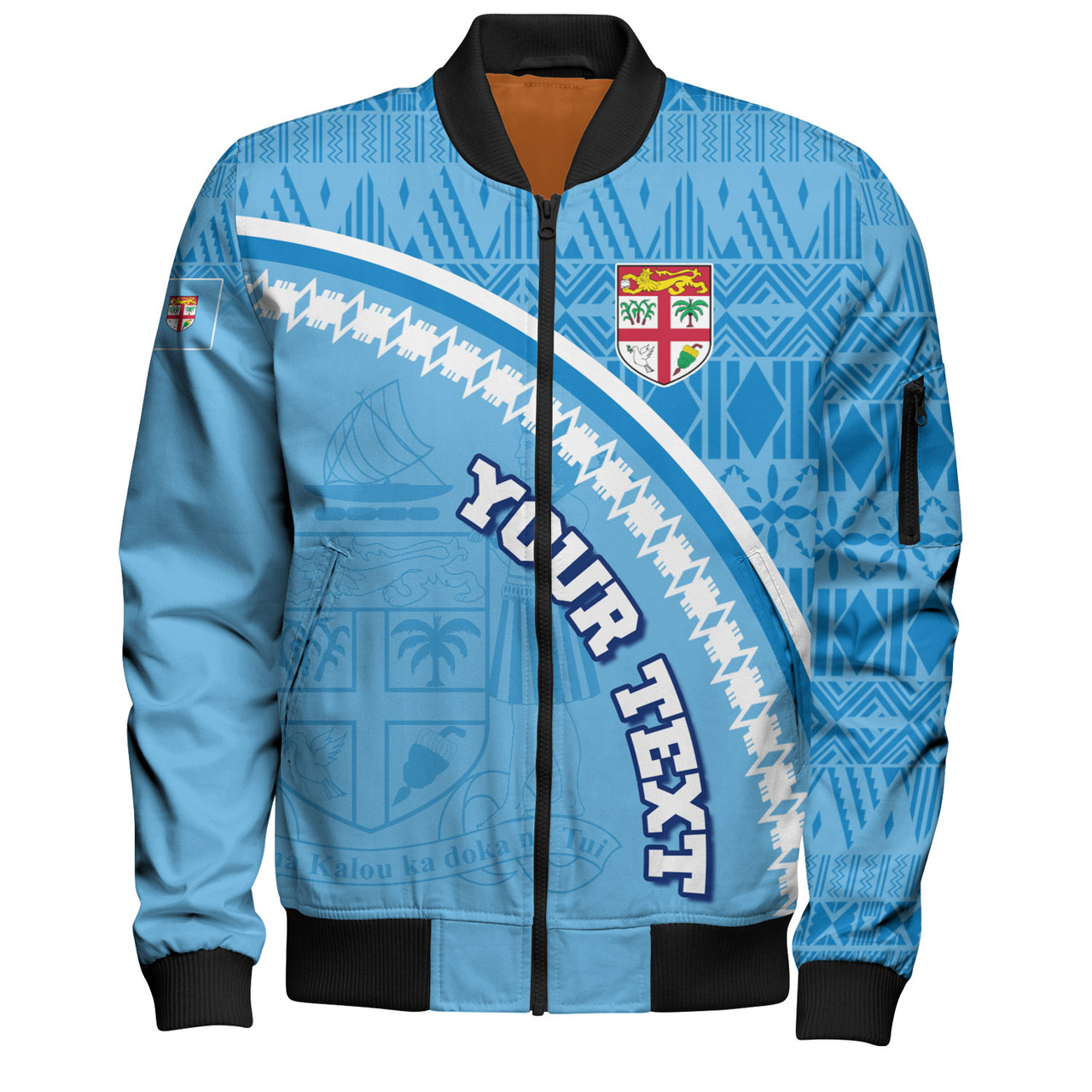 Fiji Custom Personalised Bomber Jacket Fijian Masi Patterns Curve Style