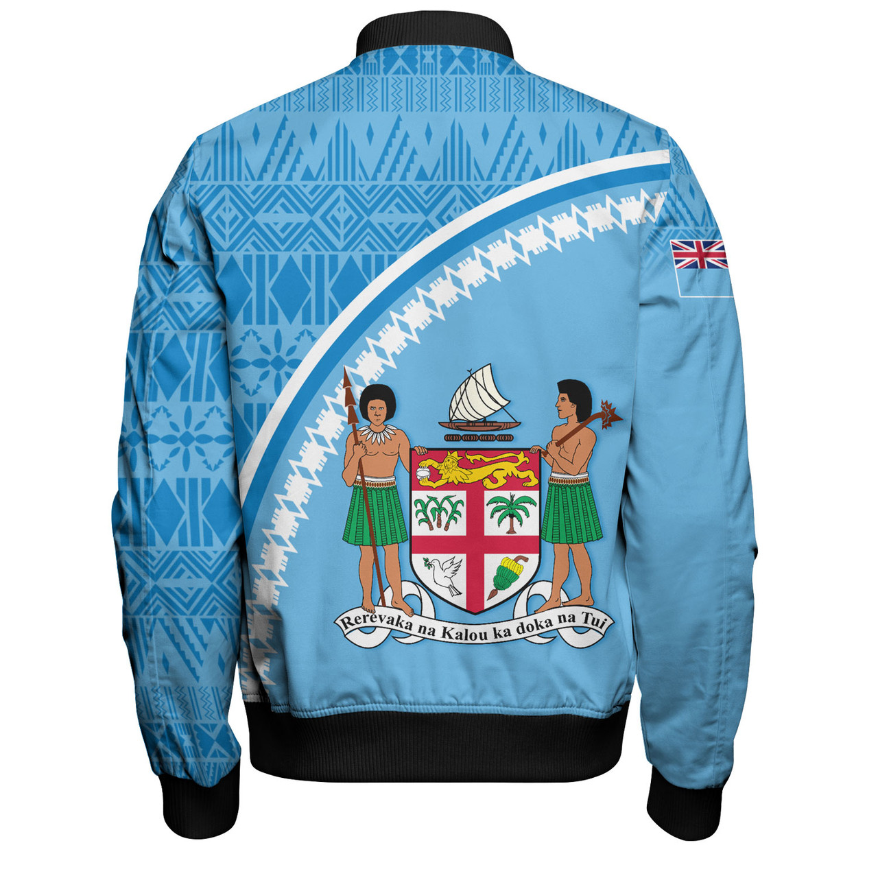 Fiji Custom Personalised Bomber Jacket Fijian Masi Patterns Curve Style