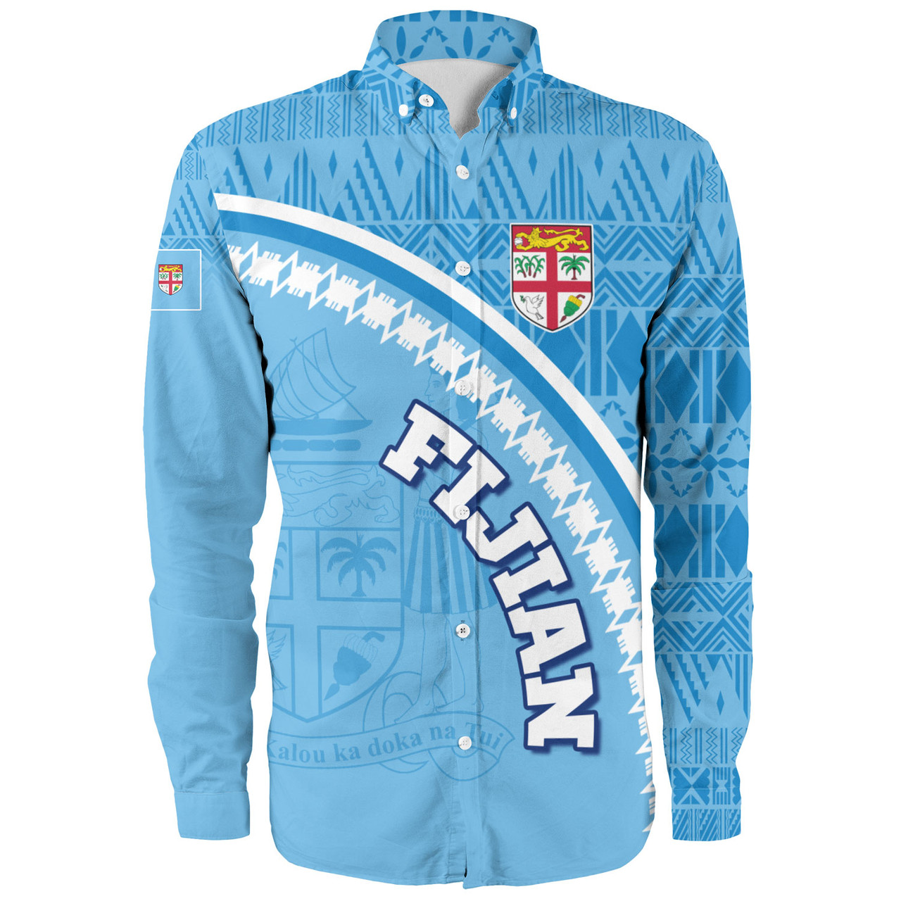 Fiji Custom Personalised Long Sleeve Shirt Fijian Masi Patterns Curve Style