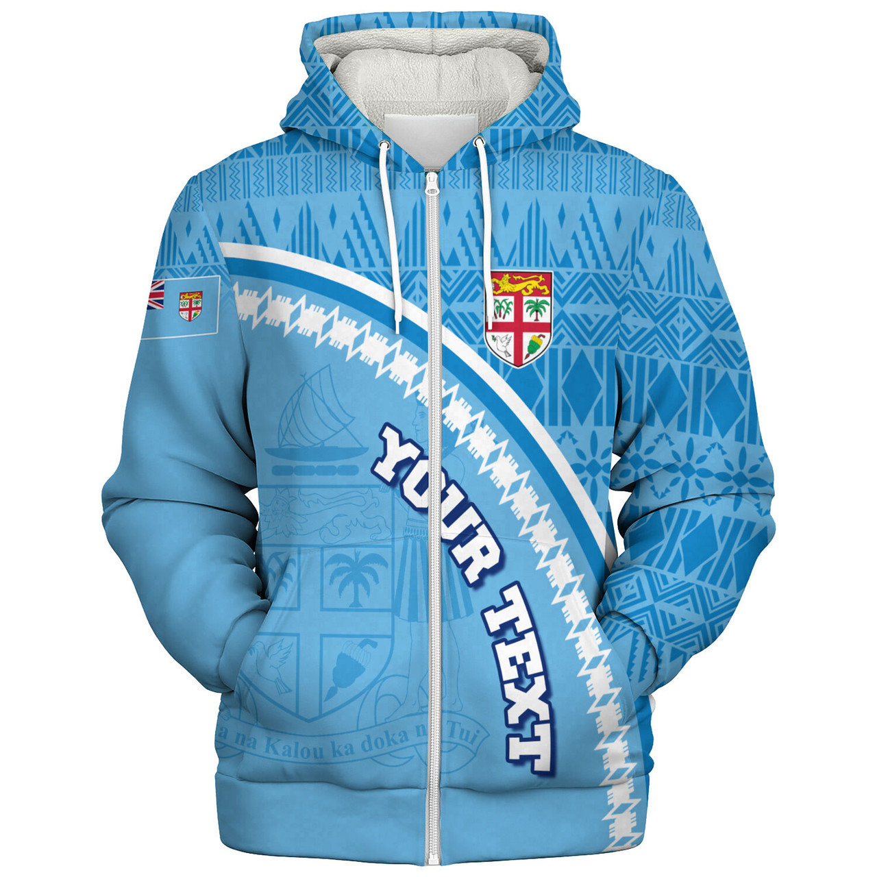 Fiji Custom Personalised Sherpa Hoodie Fijian Masi Patterns Curve Style