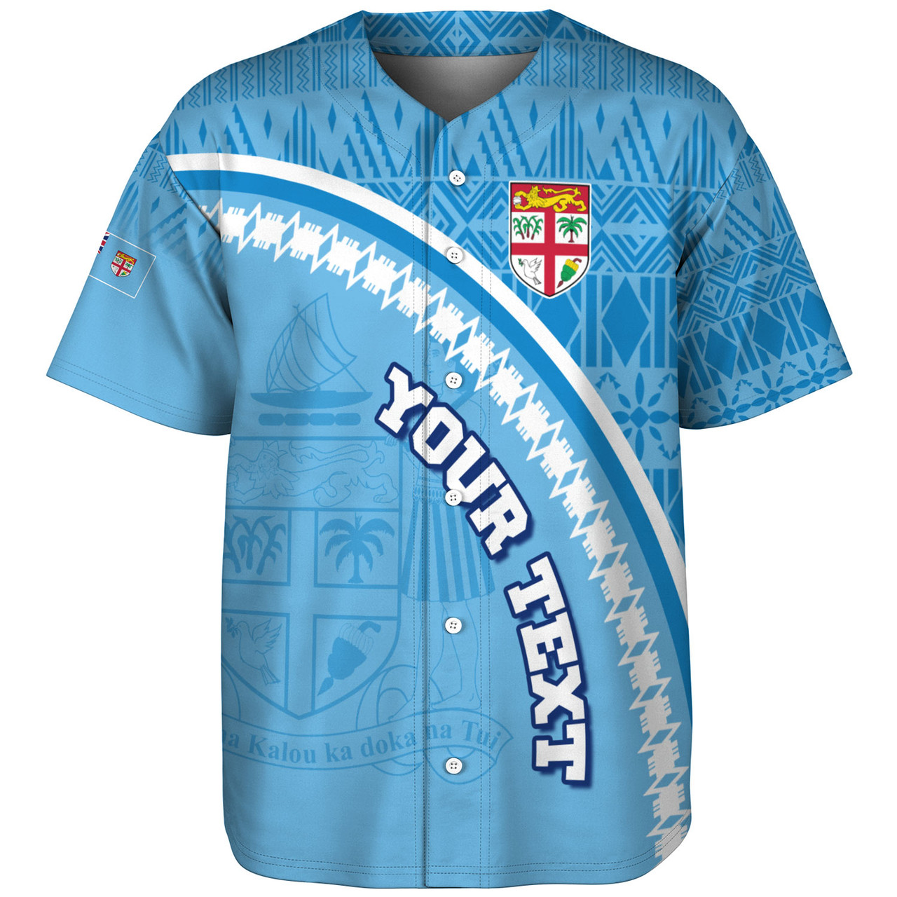 Fiji Custom Personalised Baseball Shirt Fijian Masi Patterns Curve Style