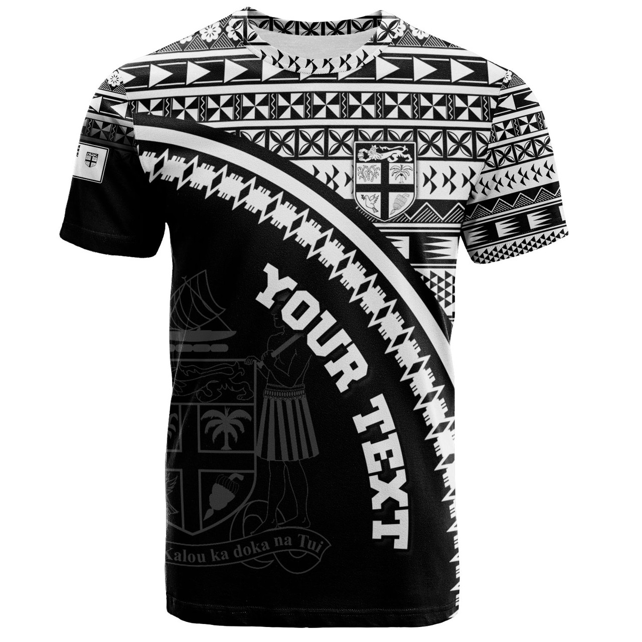 Fiji Custom Personalised T-Shirt Fijian Kesakesa Masi Patterns Curve Style