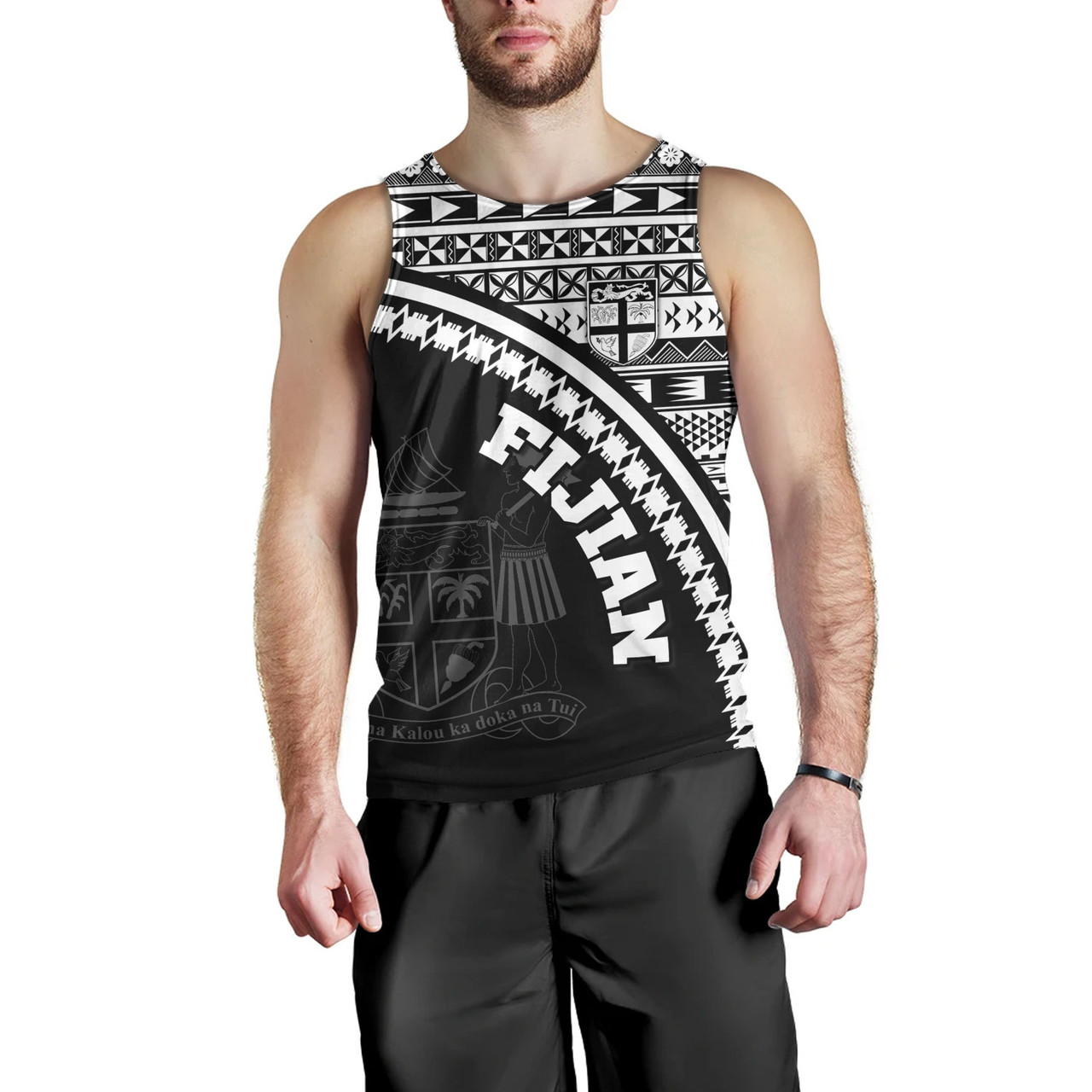 Fiji Custom Personalised Tank Top Fijian Kesakesa Masi Patterns Curve Style