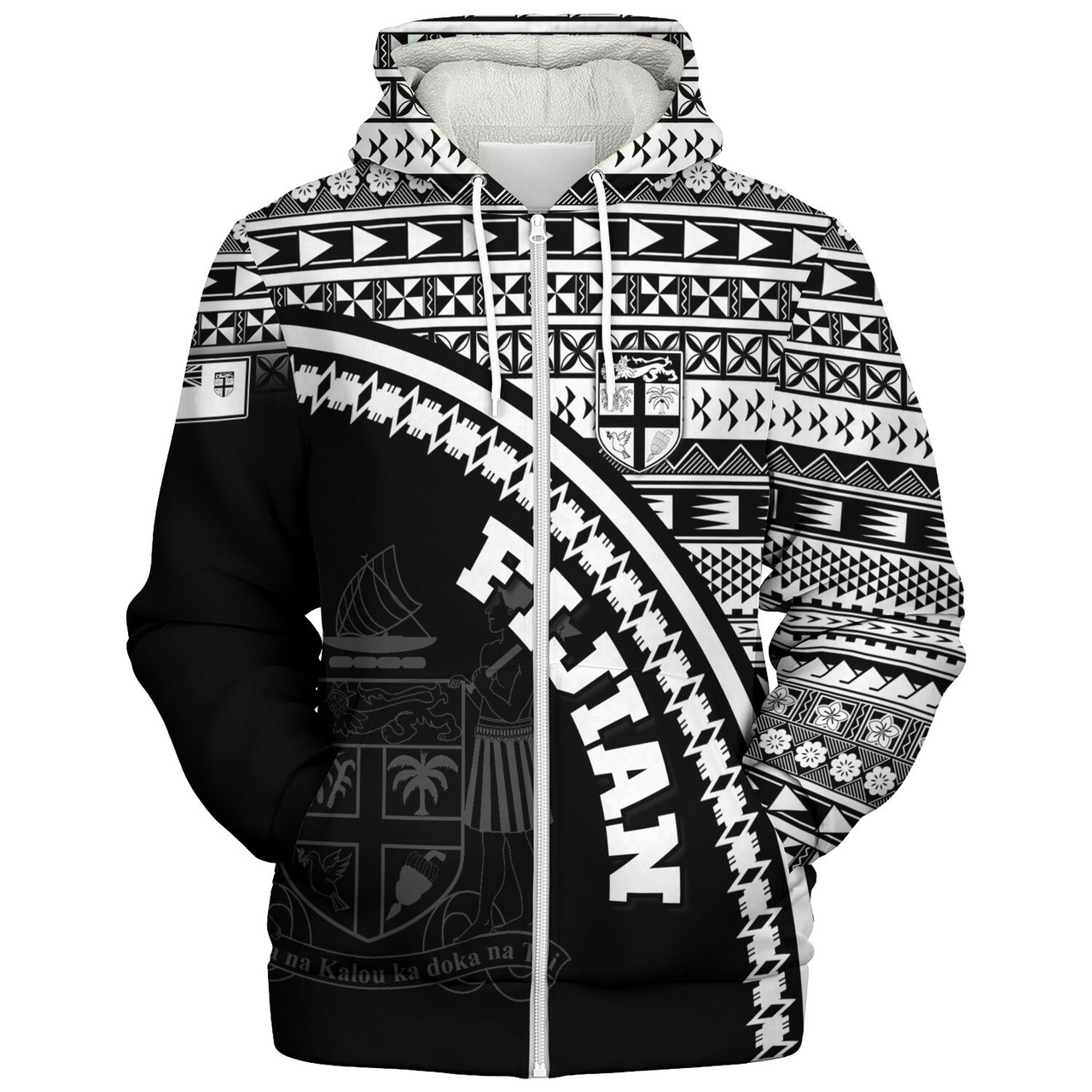 Fiji Custom Personalised Sherpa Hoodie Fijian Kesakesa Masi Patterns Curve Style