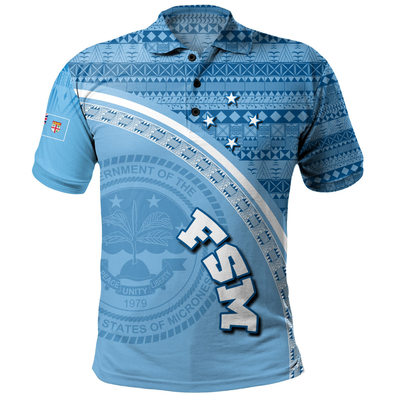 Federated States Of Micronesia Custom Personalised Polo Shirt Micronesia Tribal Patterns Curve Style