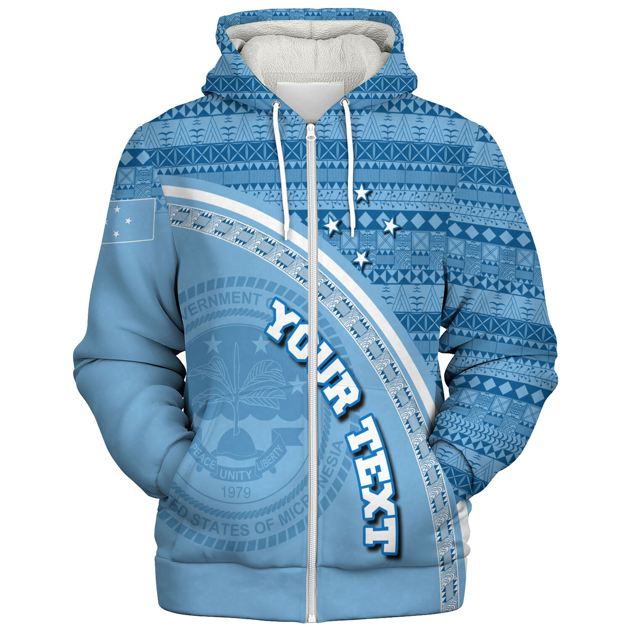 Federated States Of Micronesia Custom Personalised Sherpa Hoodie Micronesia Tribal Patterns Curve Style