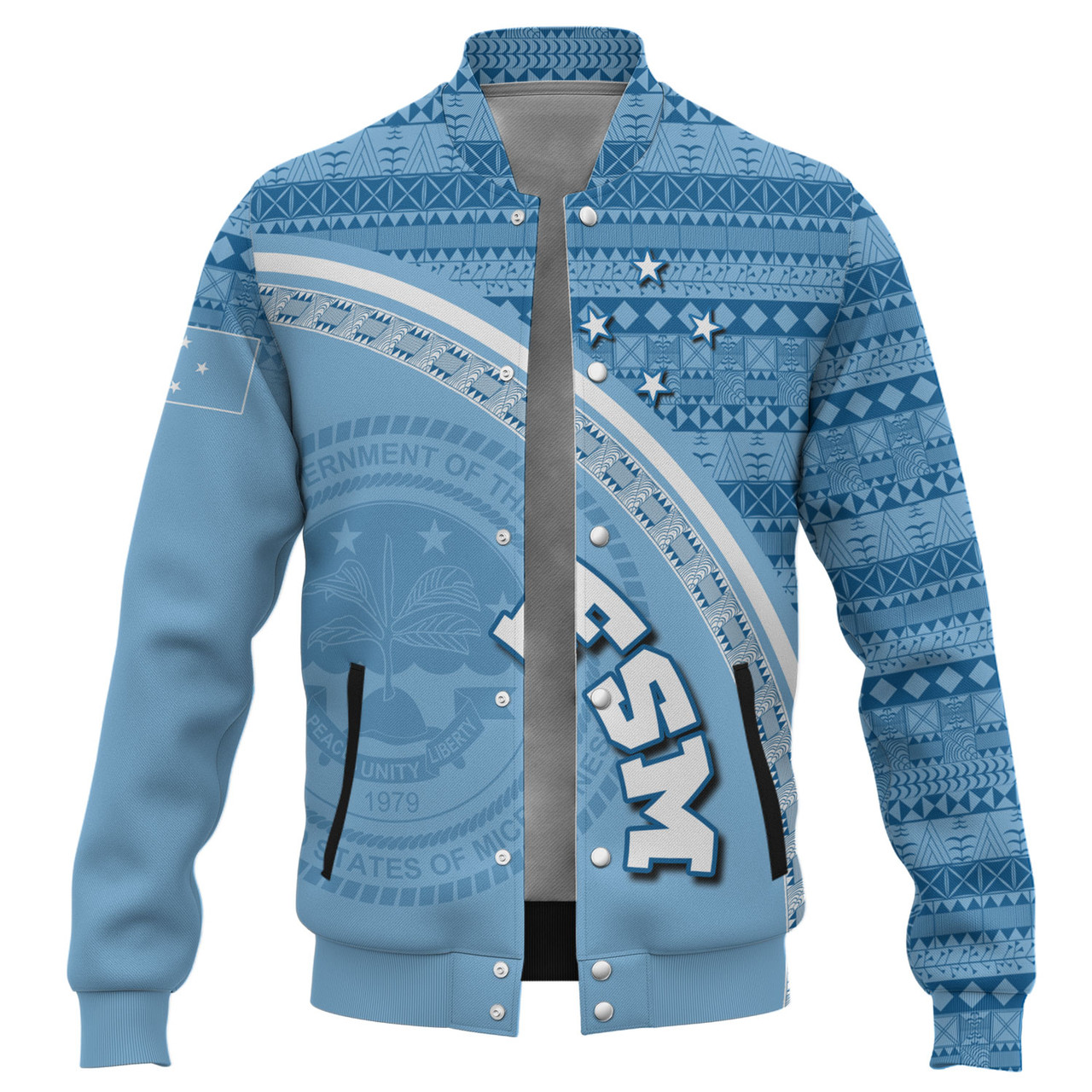 Federated States Of Micronesia Custom Personalised Baseball Jacket Micronesia Tribal Patterns Curve Style