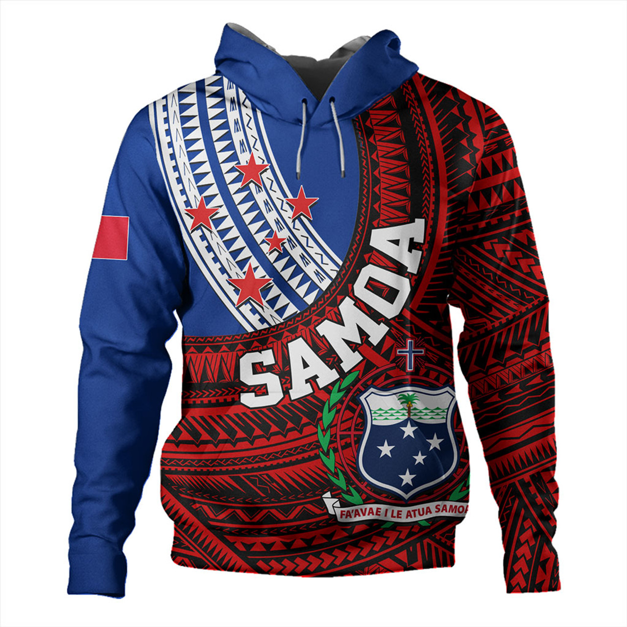 Samoa Hoodie Custom Tribal Polynesian Flag Print