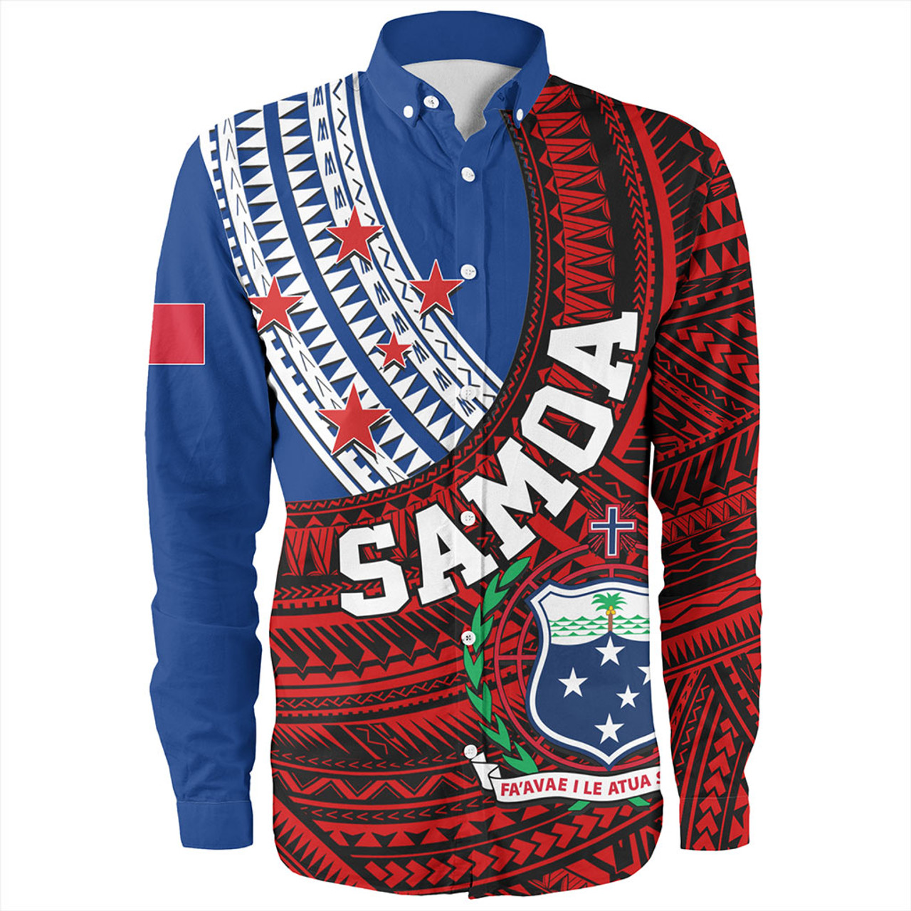 Samoa Long Sleeve Shirt CustomTribal Polynesian Flag Print