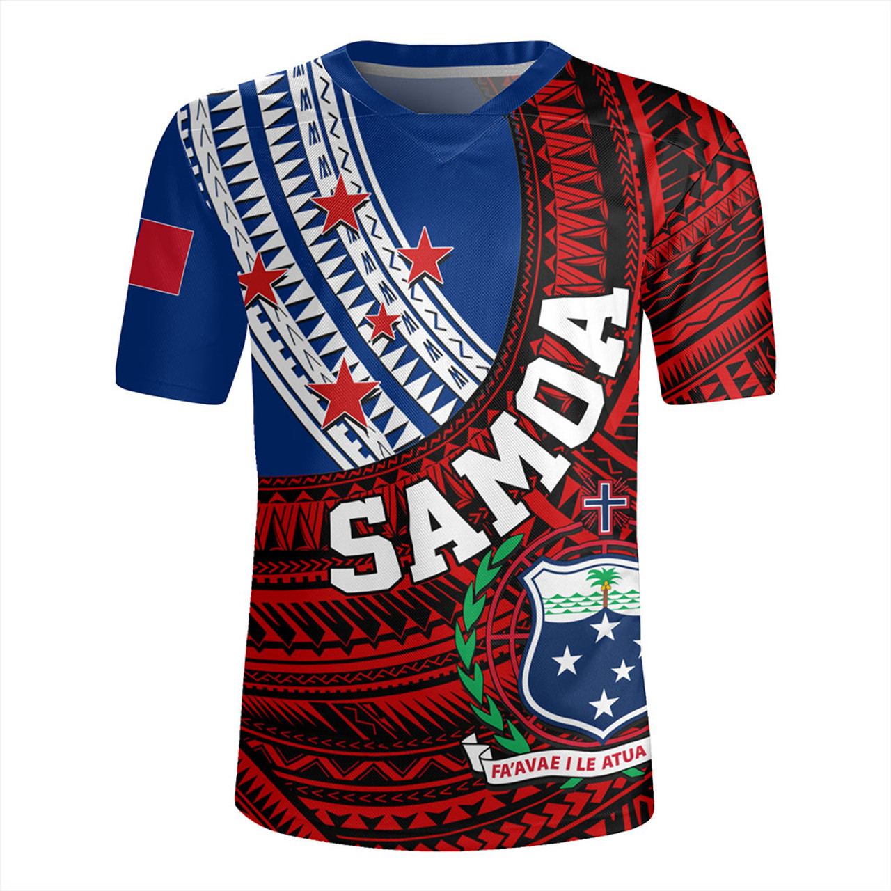 Samoa Rugby Jersey Custom Tribal Polynesian Flag Print