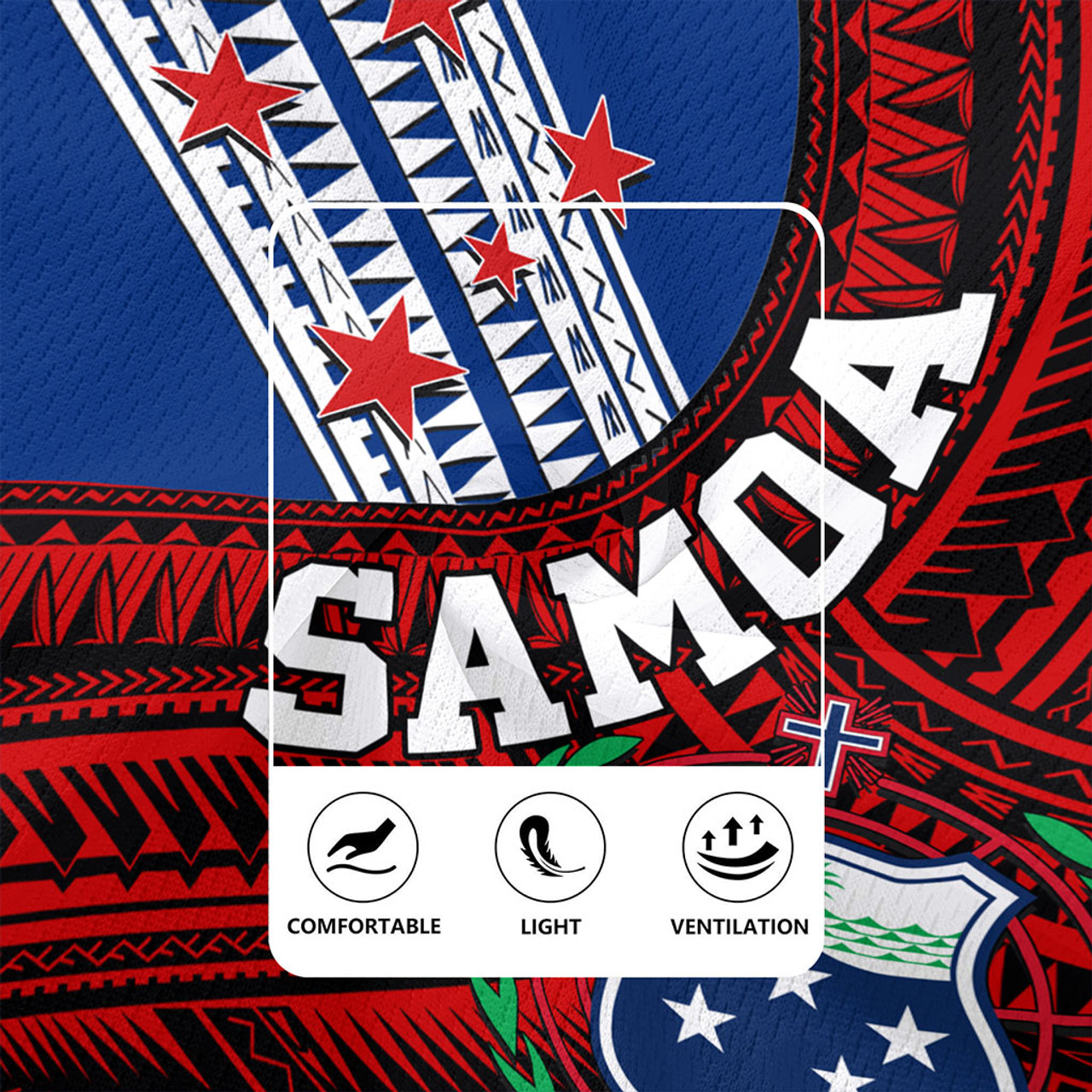 Samoa Rugby Jersey Custom Tribal Polynesian Flag Print