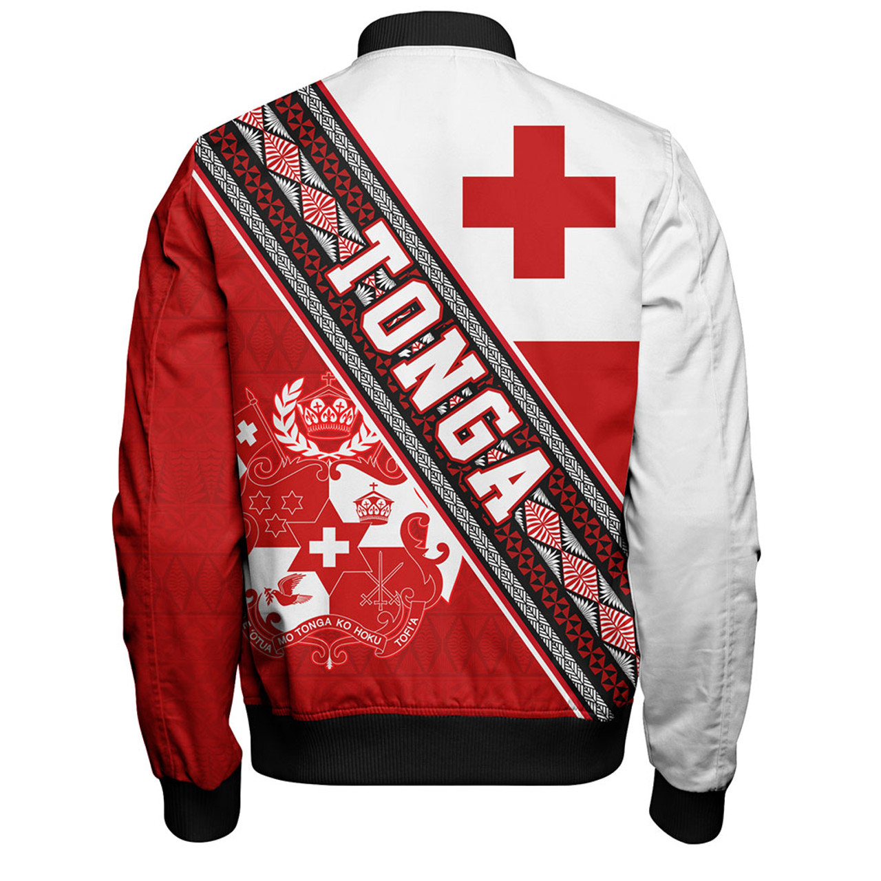 Tonga Bomber Jacket Ngatu Flag And Coat Of Arms