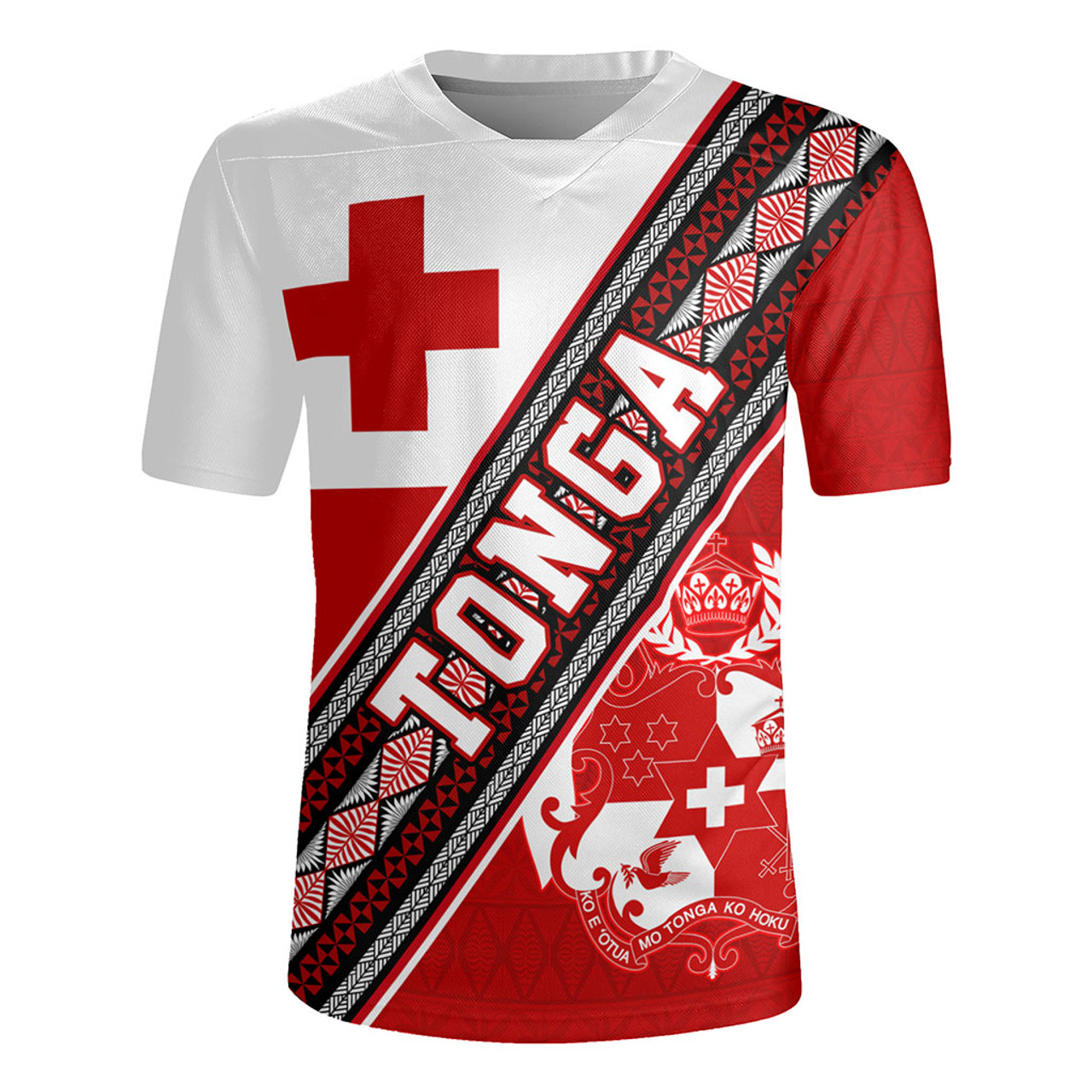 Tonga Rugby Jersey Ngatu Flag And Coat Of Arms