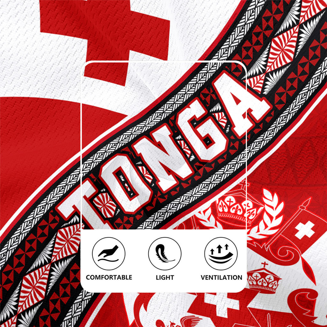 Tonga Rugby Jersey Ngatu Flag And Coat Of Arms
