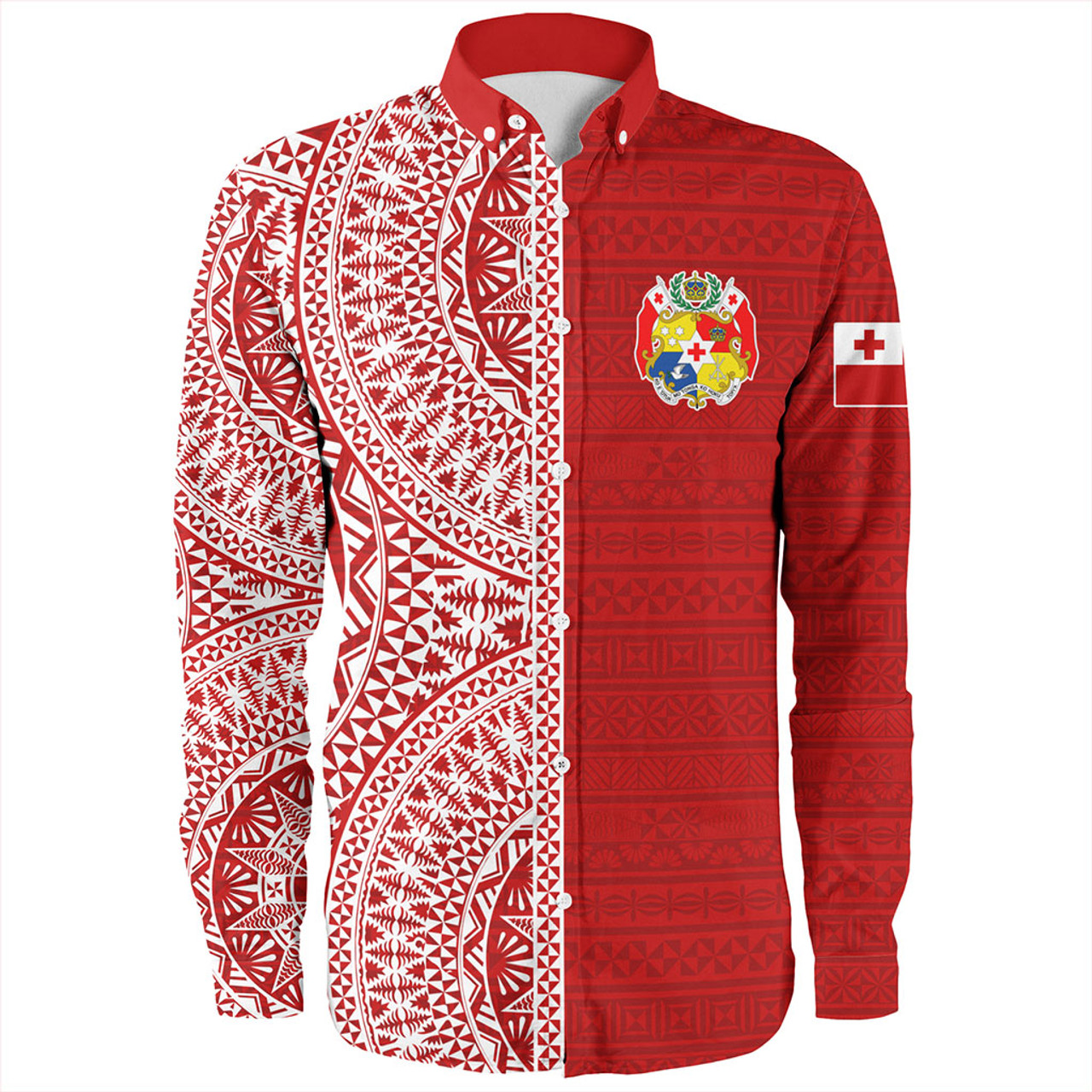 Tonga Long Sleeve Shirt Ngatu Traditional Half Concept