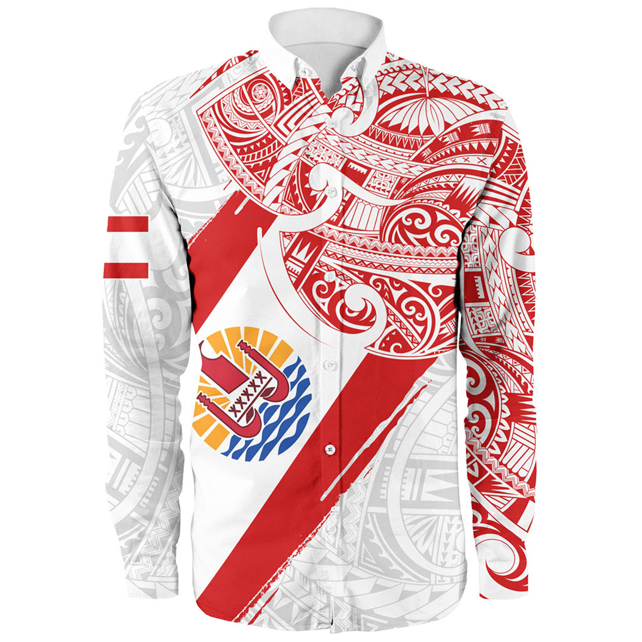 Tahiti Long Sleeve Shirt Tribal Traditional Flag