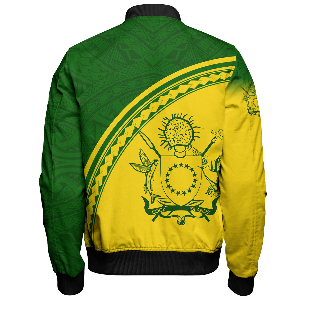 Cook Islands Custom Personalised Bomber Jacket Polynesian Tribal Patterns Curve Style