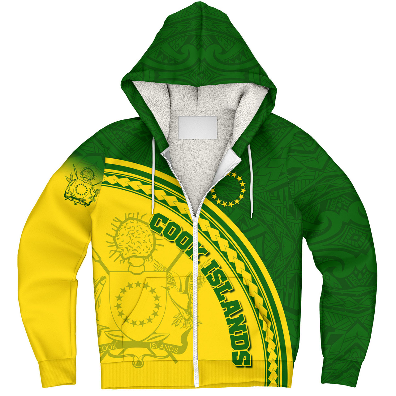 Cook Islands Custom Personalised Sherpa Hoodie Polynesian Tribal Patterns Curve Style