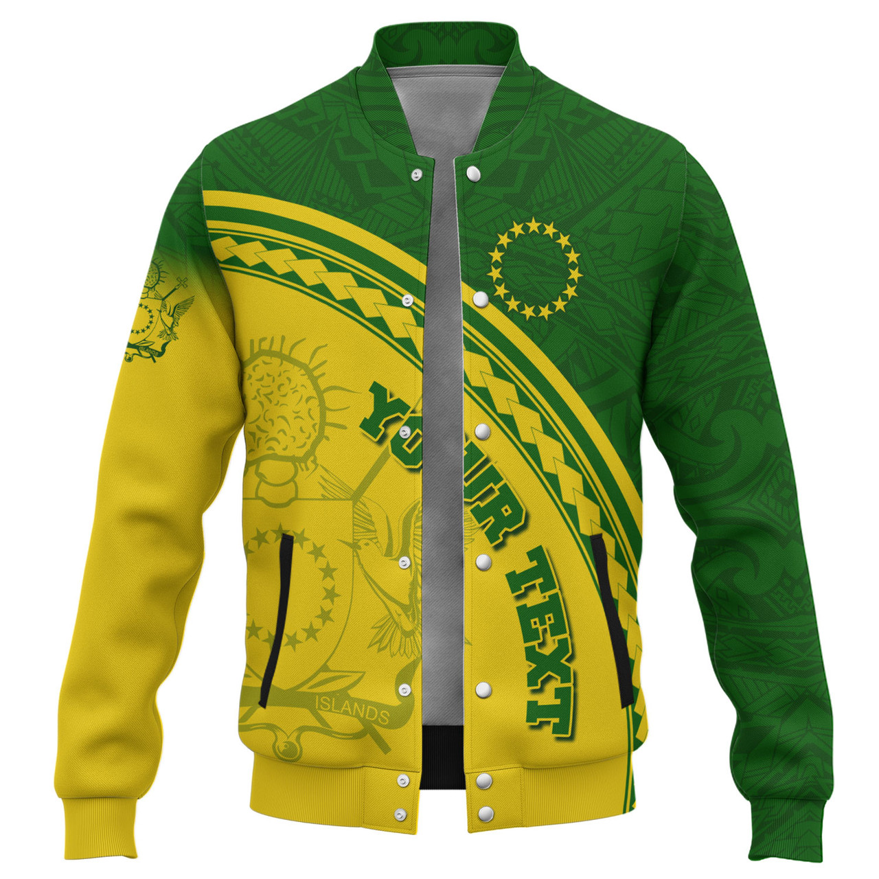 Cook Islands Custom Personalised Baseball Jacket Polynesian Tribal Patterns Curve Style