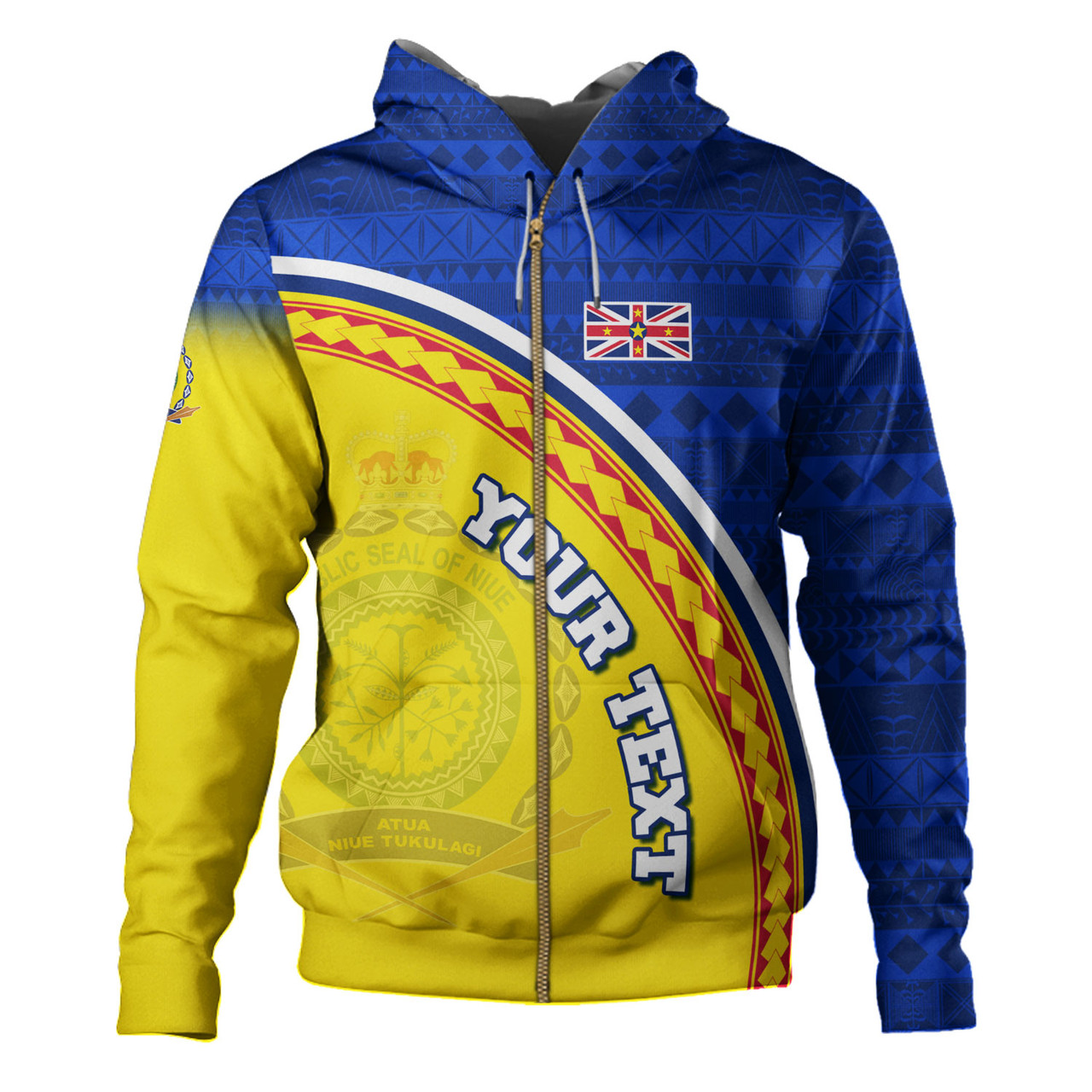 Niue Custom Personalised Hoodie Niue Patterns Hiapo Curve Style