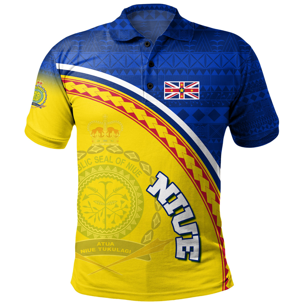 Niue Custom Personalised Polo Shirt Niue Patterns Hiapo Curve Style