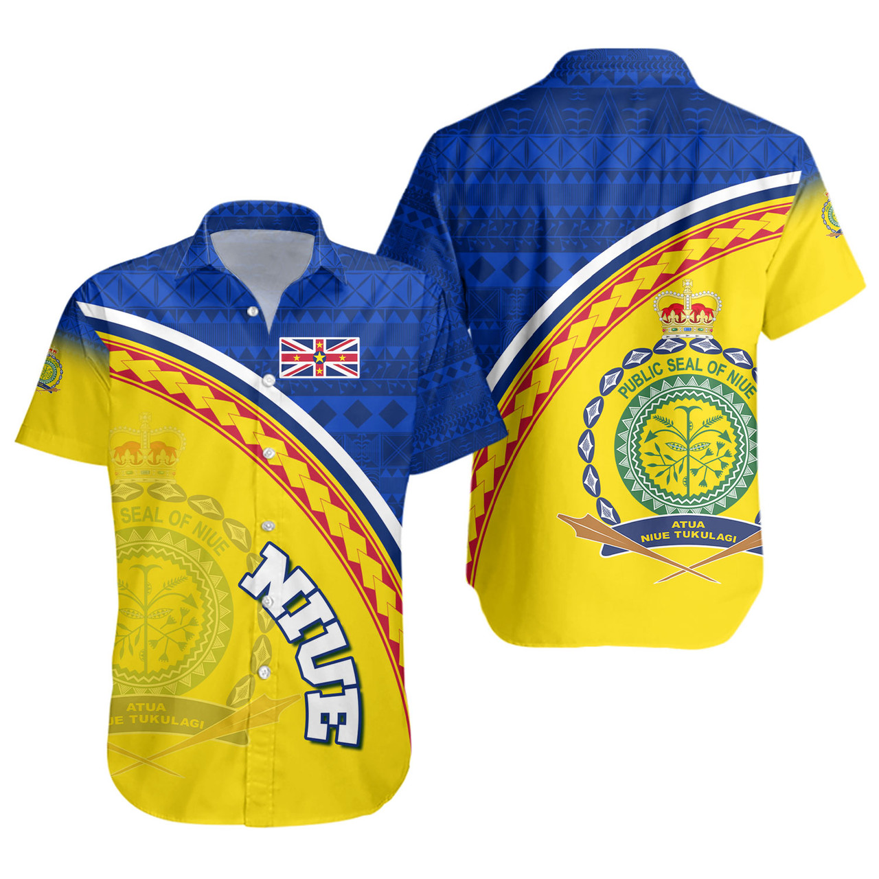 Niue Custom Personalised Short Sleeve Shirt Niue Patterns Hiapo Curve Style