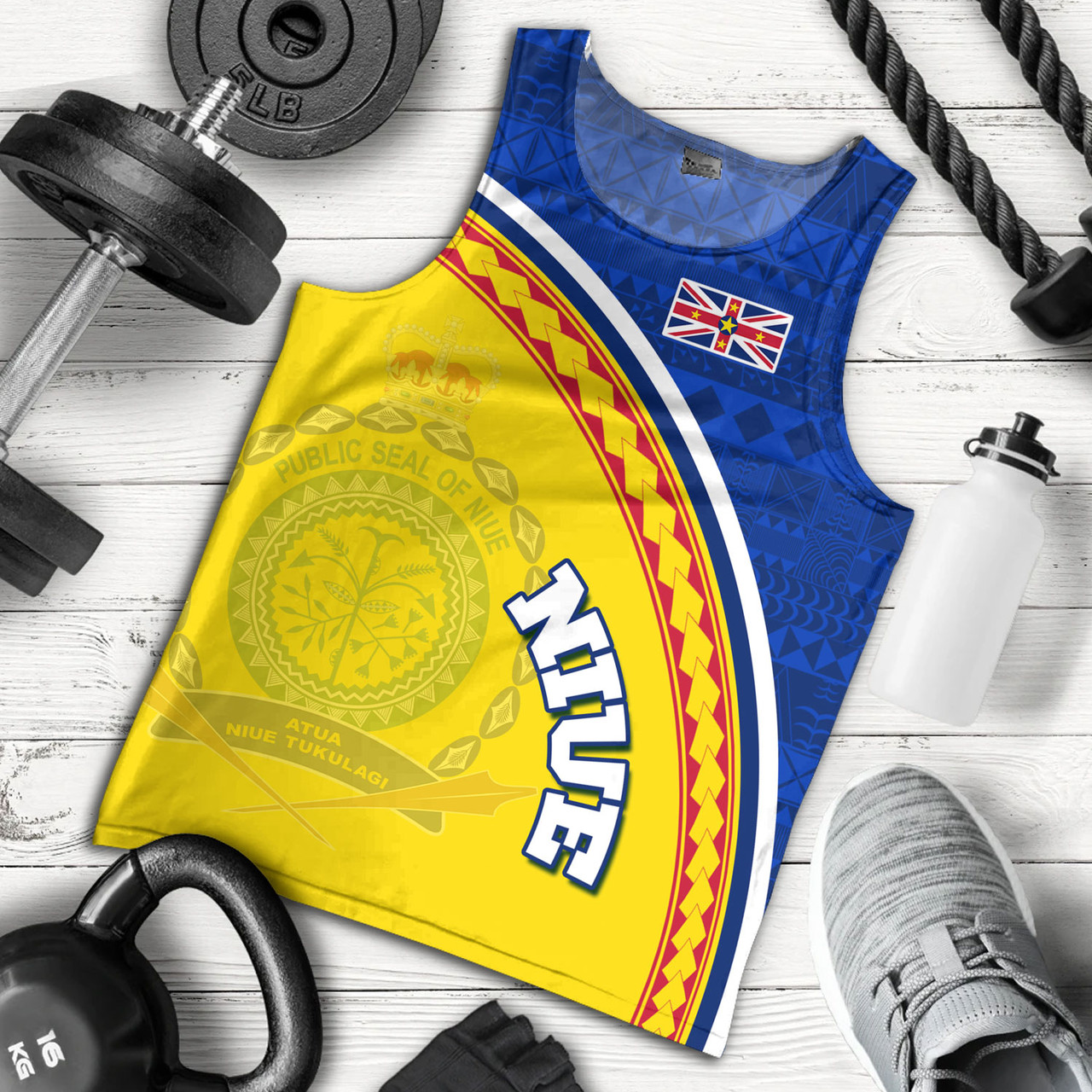 Niue Custom Personalised Tank Top Niue Patterns Hiapo Curve Style