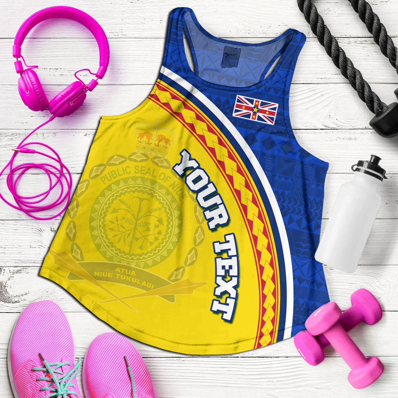 Niue Custom Personalised Women Tank Niue Patterns Hiapo Curve Style