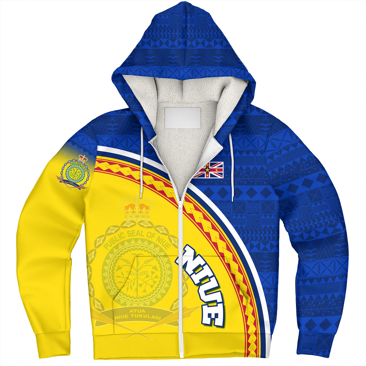 Niue Custom Personalised Sherpa Hoodie Niue Patterns Hiapo Curve Style