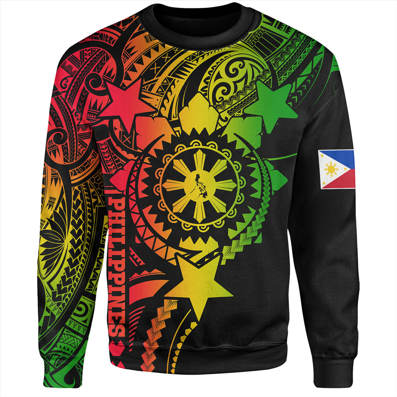 Philippines Filipinos Sweatshirt - Proud To Be Filipino Tribal Sun Batok Reggae Style