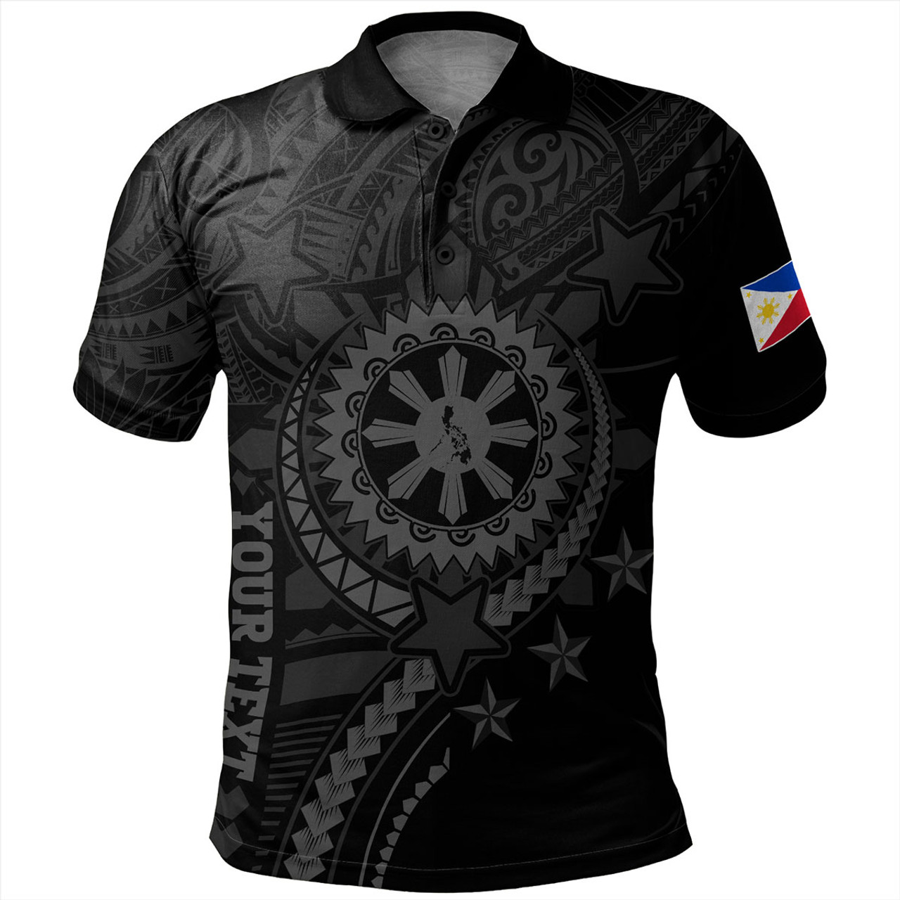 Philippines Filipinos Polo Shirt - Proud To Be Filipino Tribal Sun Batok Grey Style