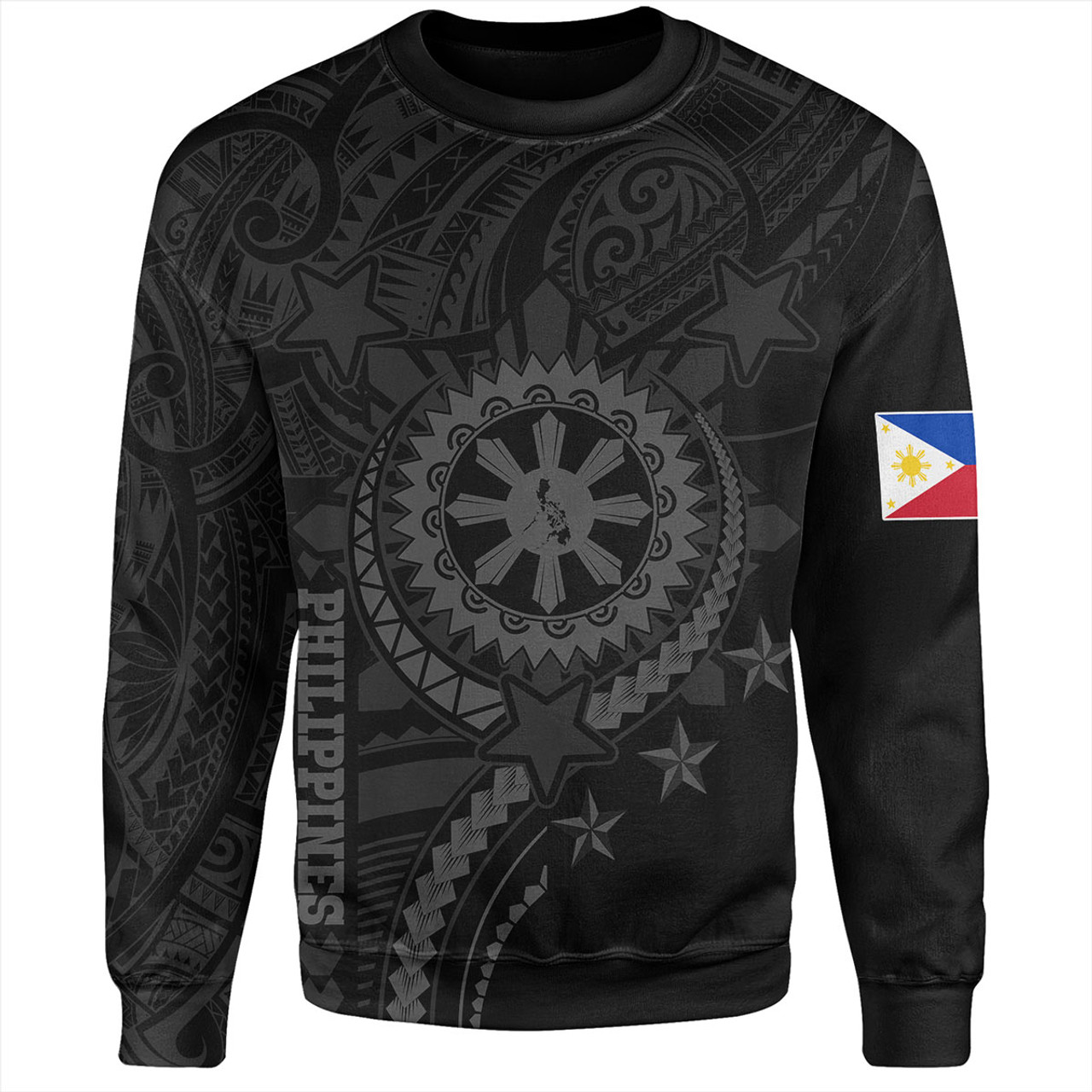 Philippines Filipinos Sweatshirt - Proud To Be Filipino Tribal Sun Batok Grey Style