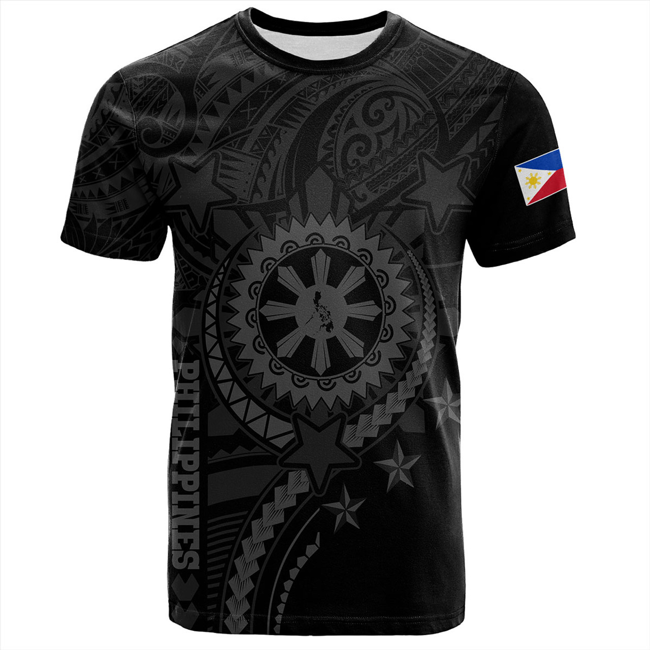 Philippines Filipinos T-Shirt - Proud To Be Filipino Tribal Sun Batok Grey Style