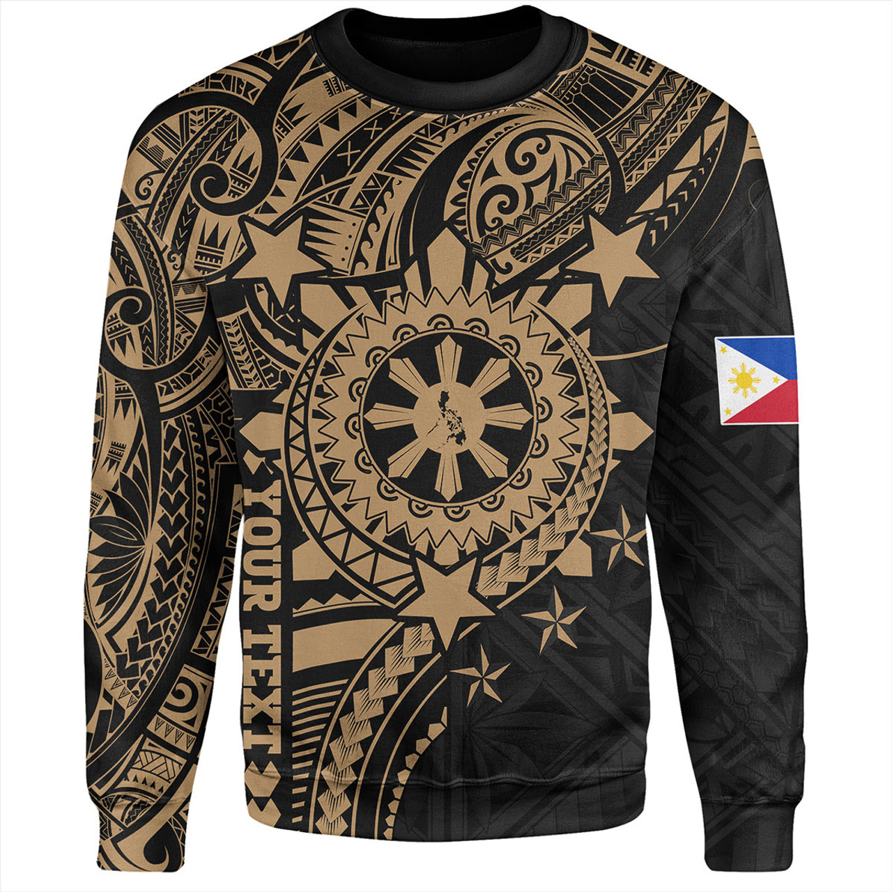 Philippines Filipinos Sweatshirt - Proud To Be Filipino Tribal Sun Batok Gold Style
