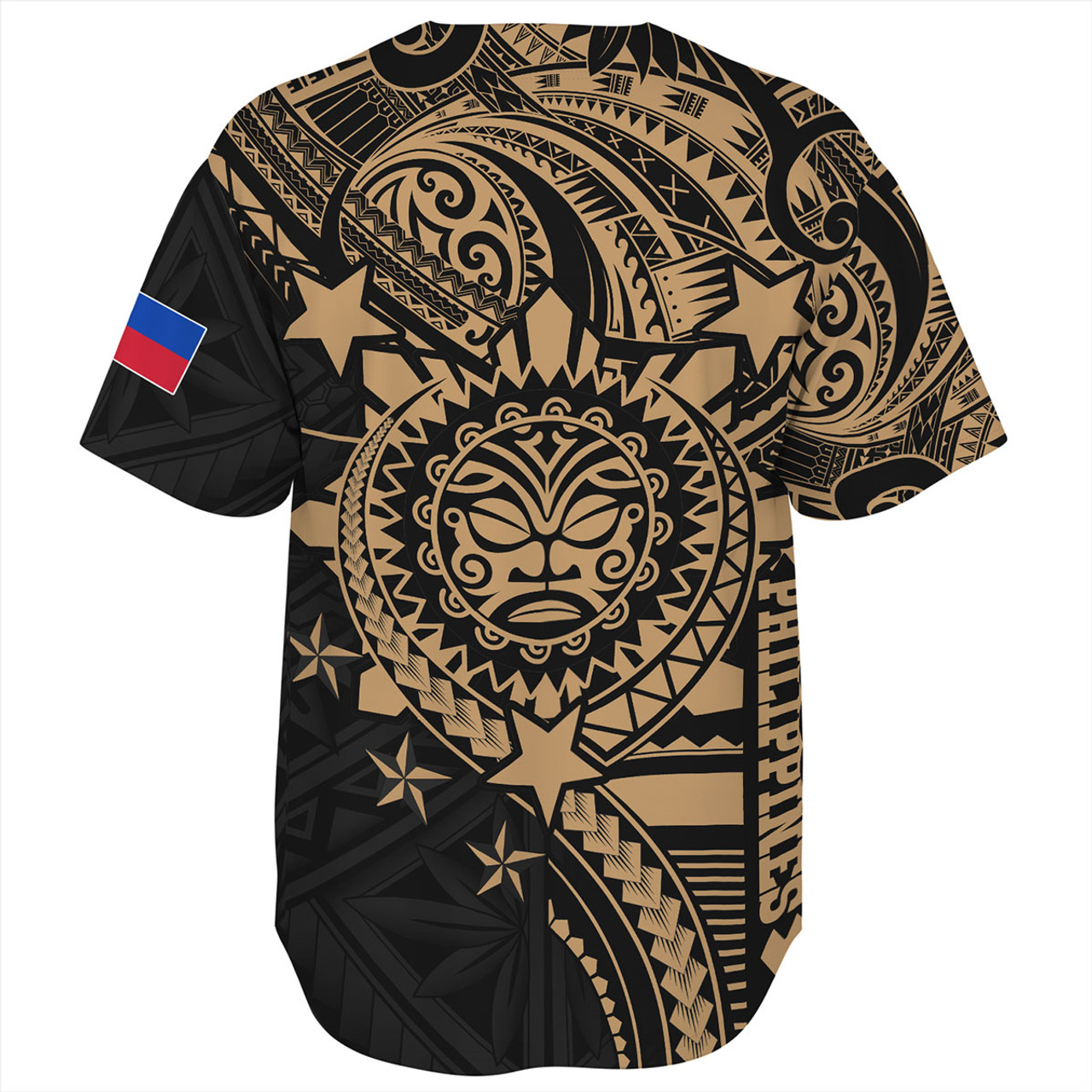 Philippines Filipinos Baseball Shirt - Proud To Be Filipino Tribal Sun Batok Gold Style