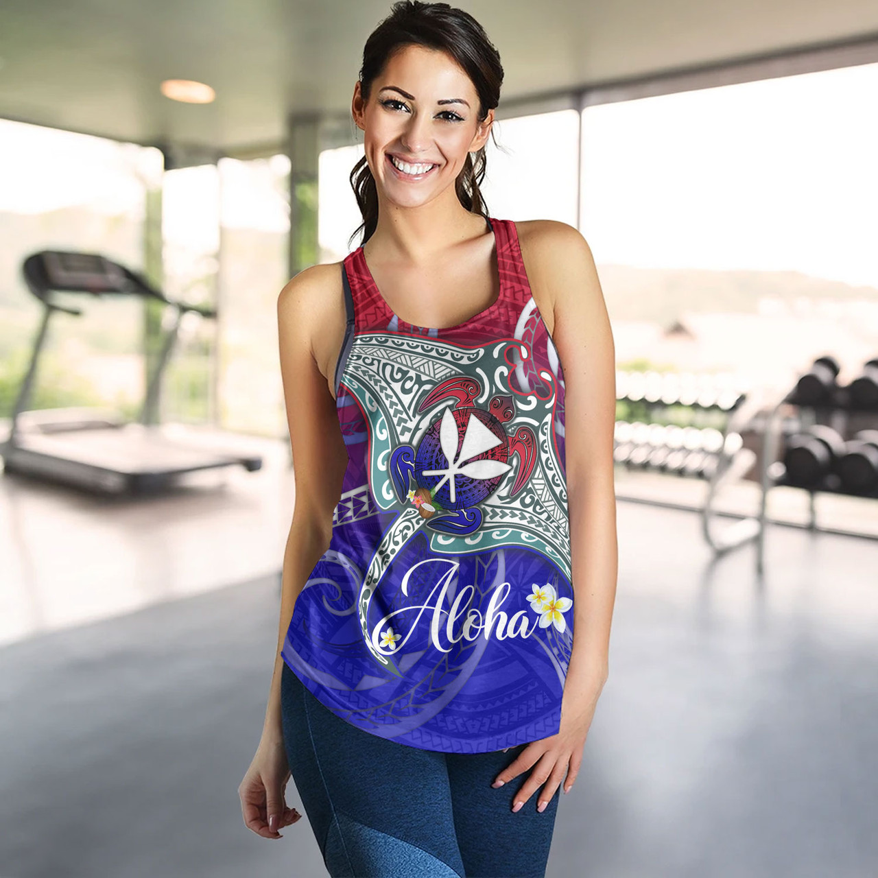 Hawaii Custom Personalised Women Tank Kanaka Maoli Manta Ray With Turtle Plumeria Mixed Polynesian Style