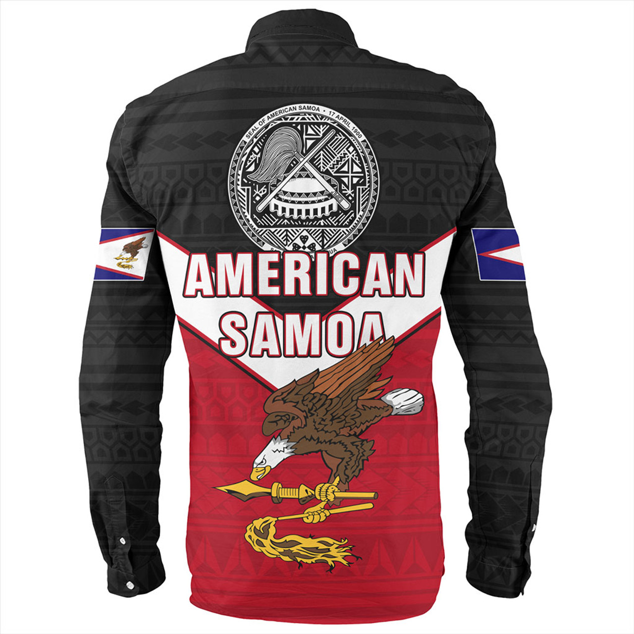 American Samoa Long Sleeve Shirt Custom Polynesian Tribal Sport Style