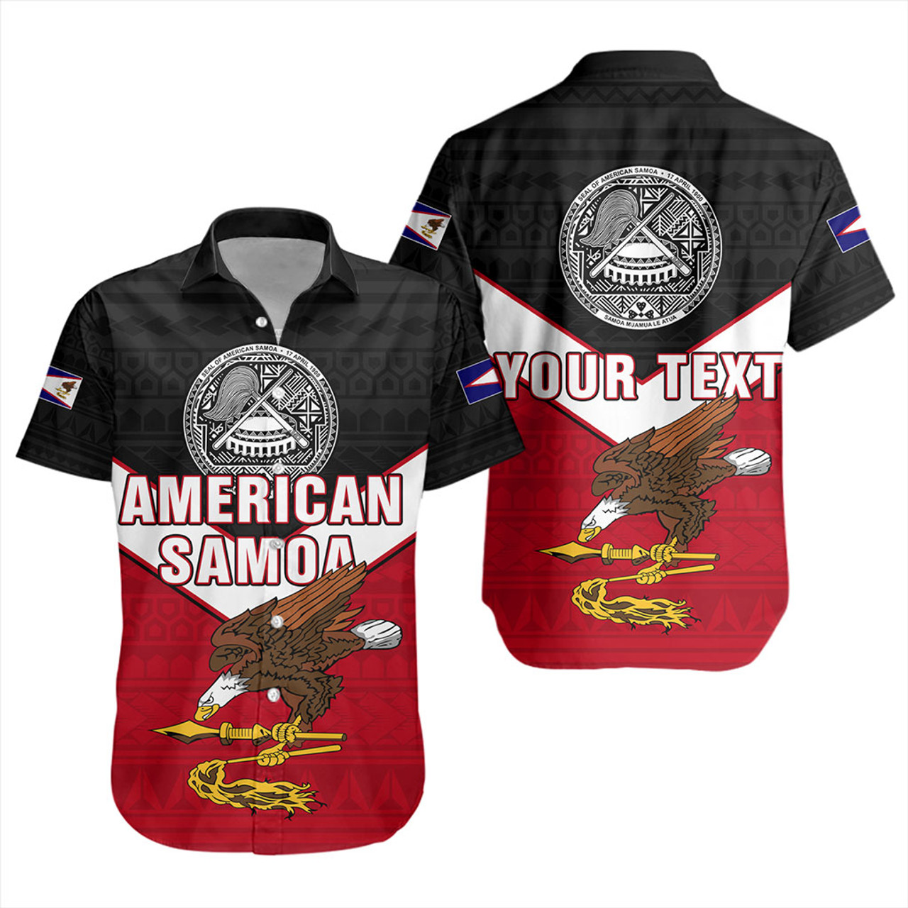 American Samoa Short Sleeve Shirt Custom Polynesian Tribal Sport Style