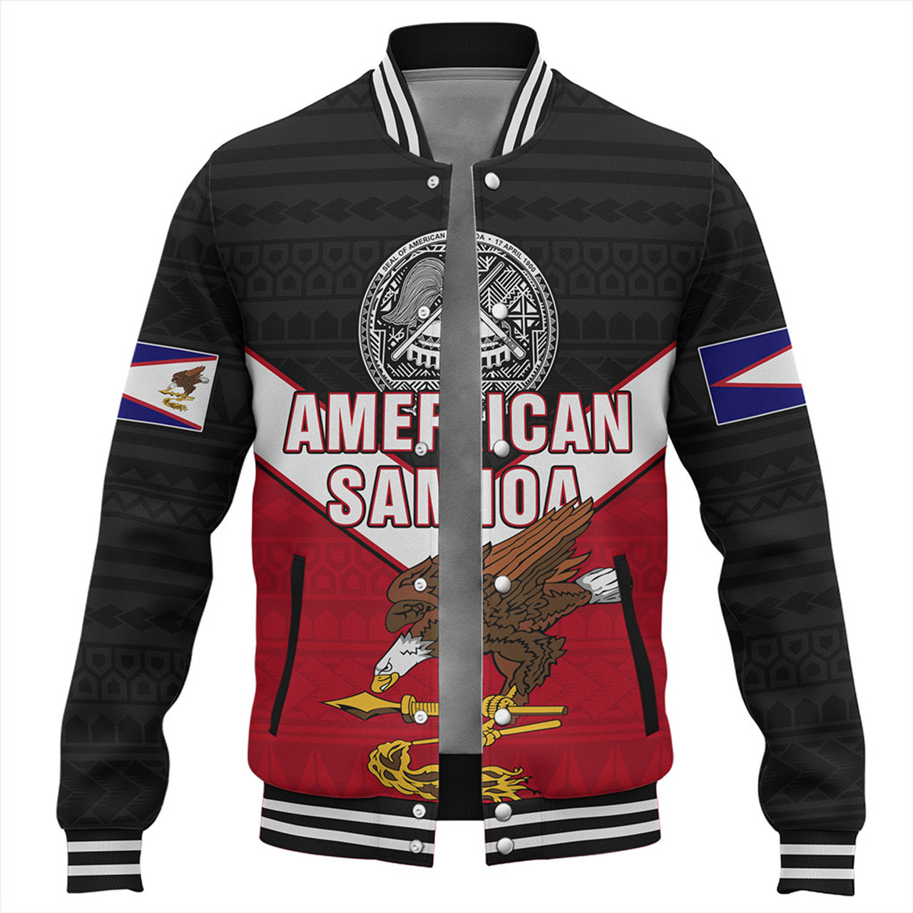 American Samoa Baseball Jacket Custom Polynesian Tribal Sport Style