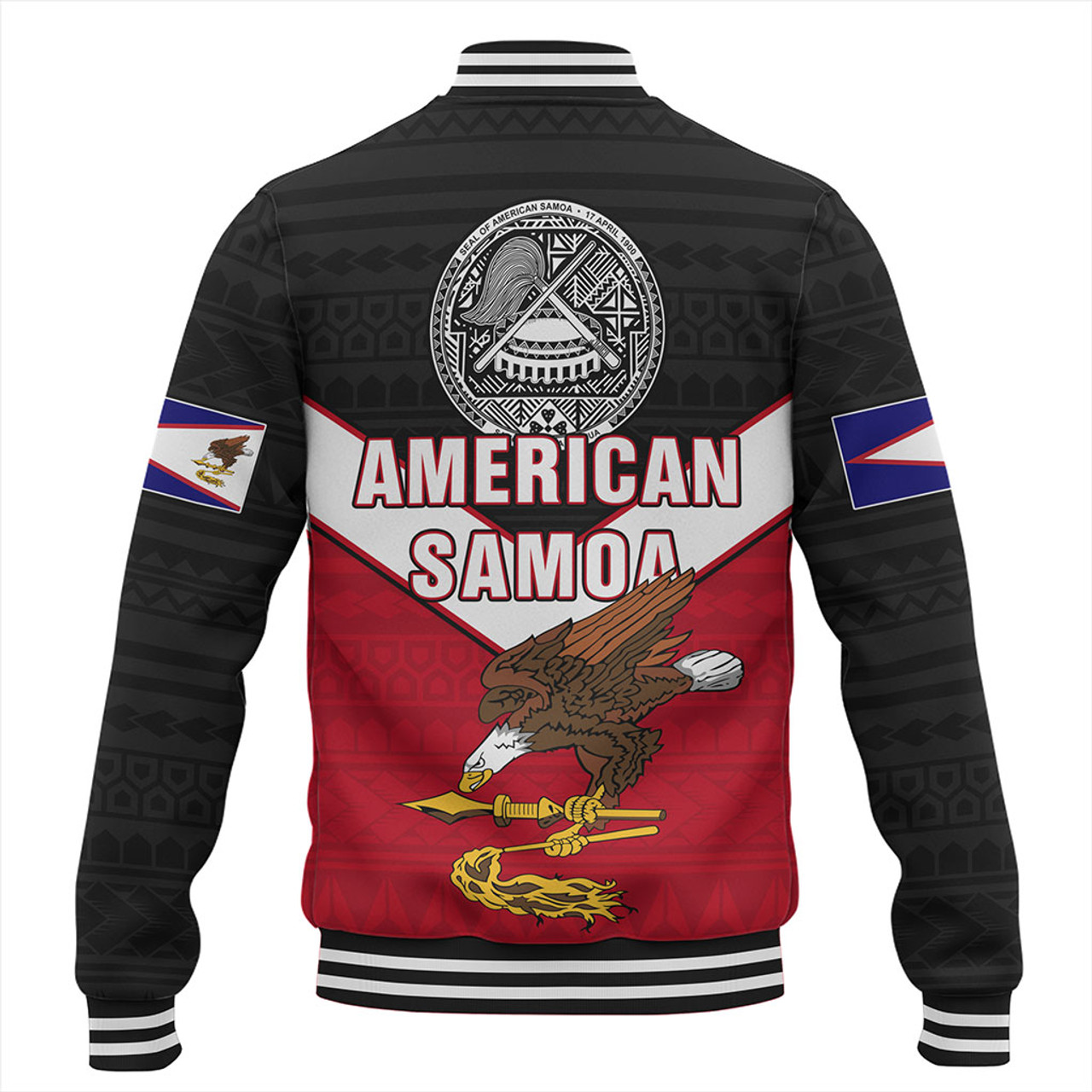 American Samoa Baseball Jacket Custom Polynesian Tribal Sport Style