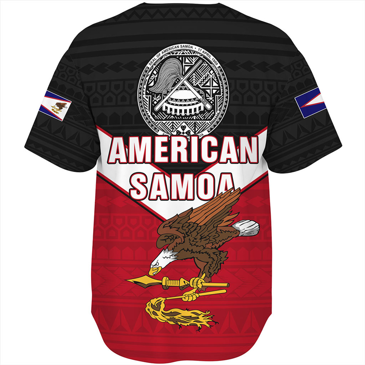 American Samoa Baseball Shirt Custom Polynesian Tribal Sport Style