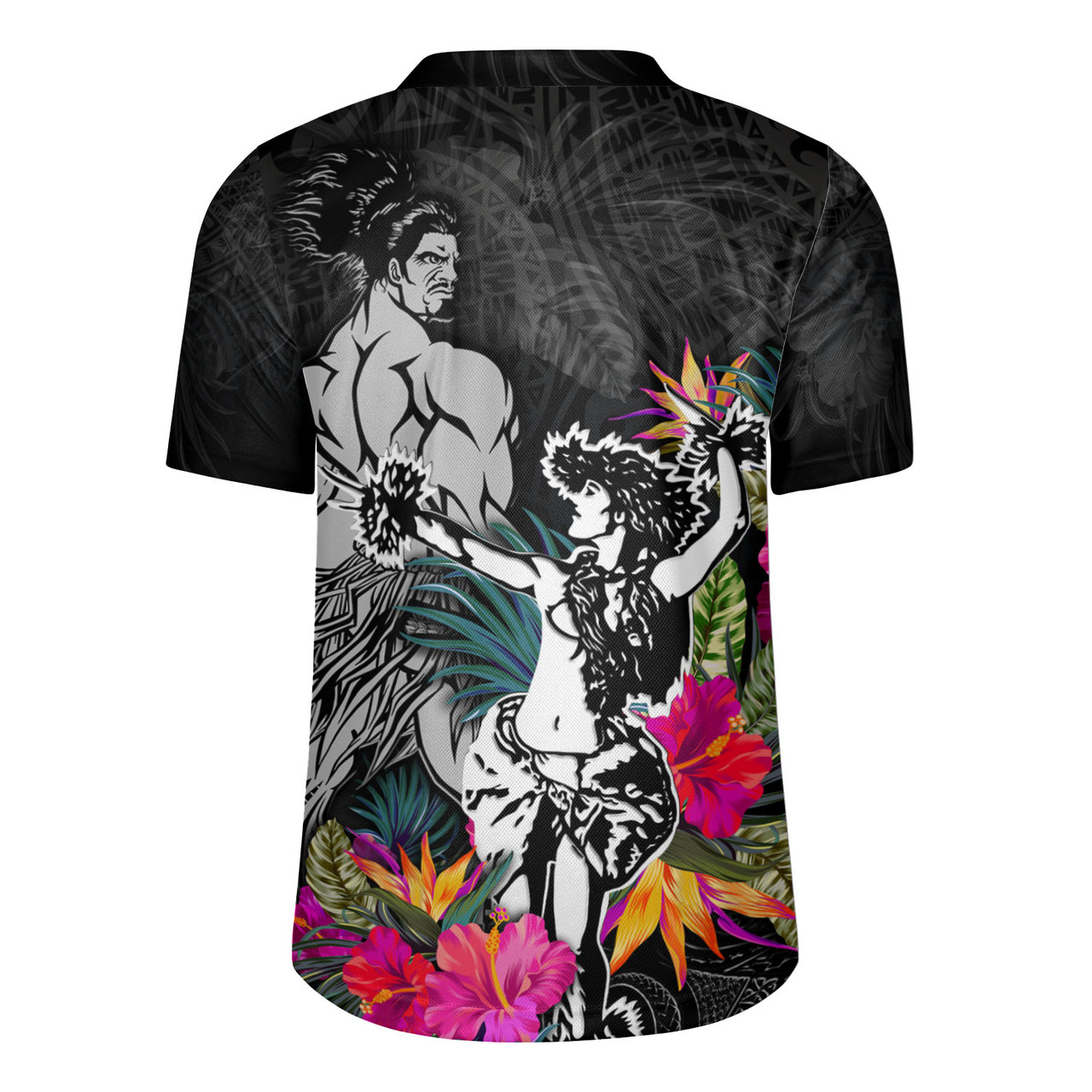 Hawaii Rugby Jersey Hawaiian Girl And Warrior With Tropical Flowers