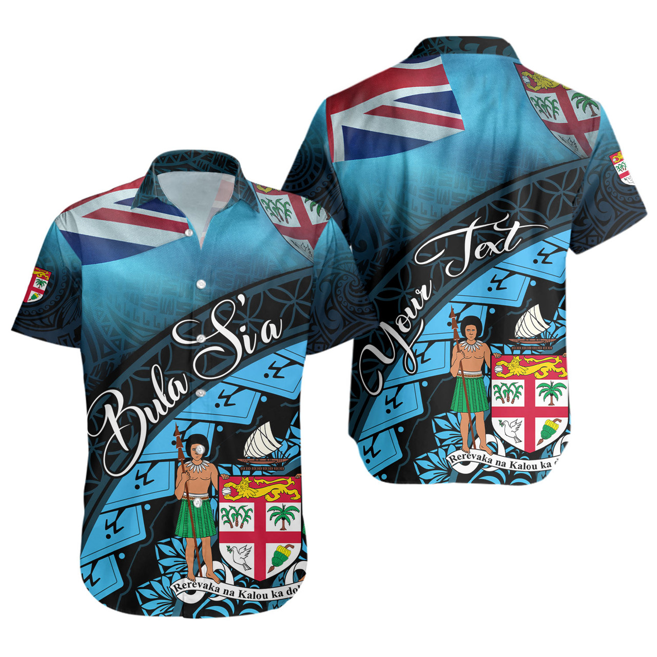 Fiji Custom Personalised Short Sleeve Shirt Bula Si'a Fijian Flag Tapa Patterns Style